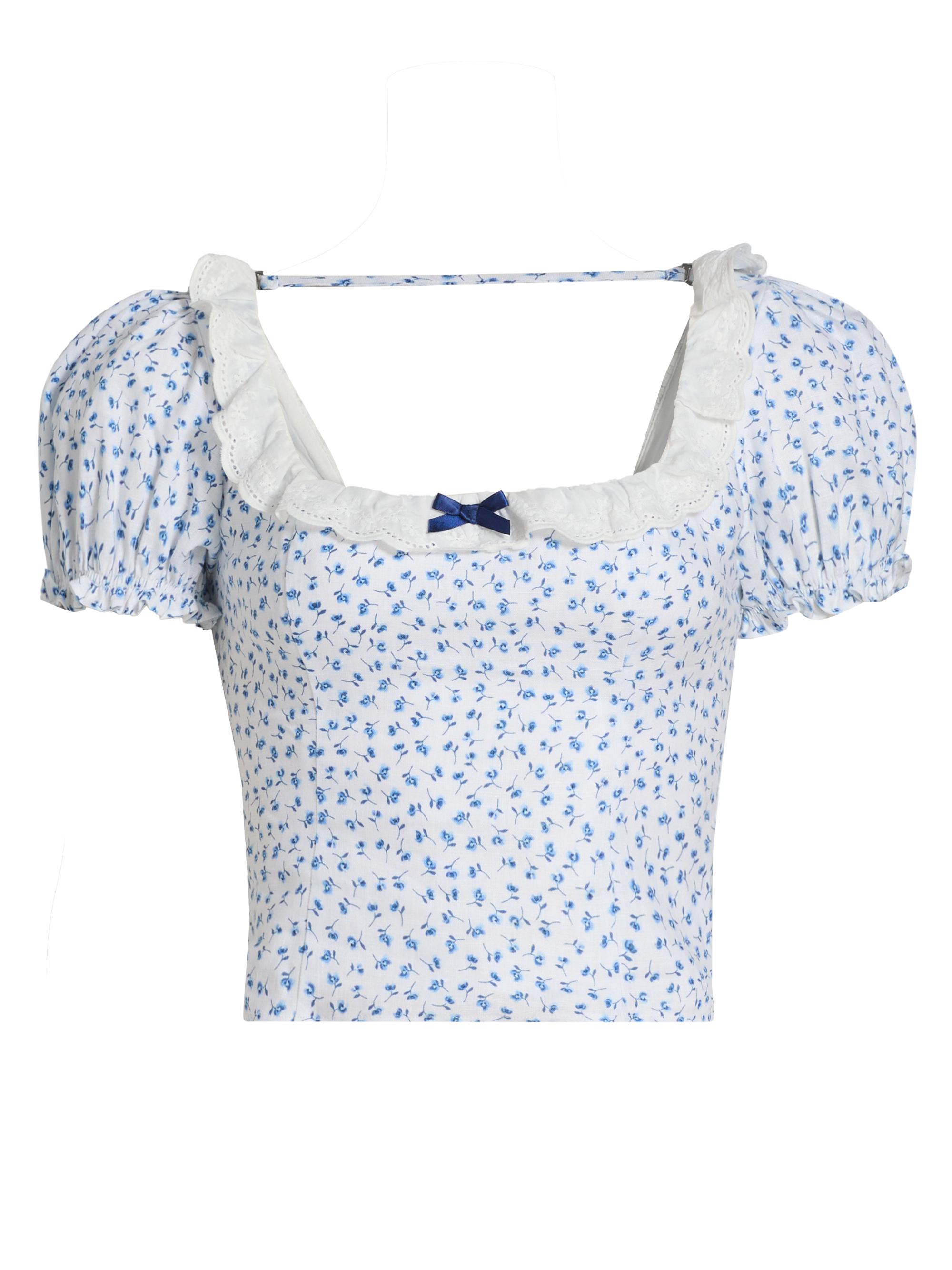 Reformation Women's Alice Floral Puff-Sleeve Linen Top - Hanna