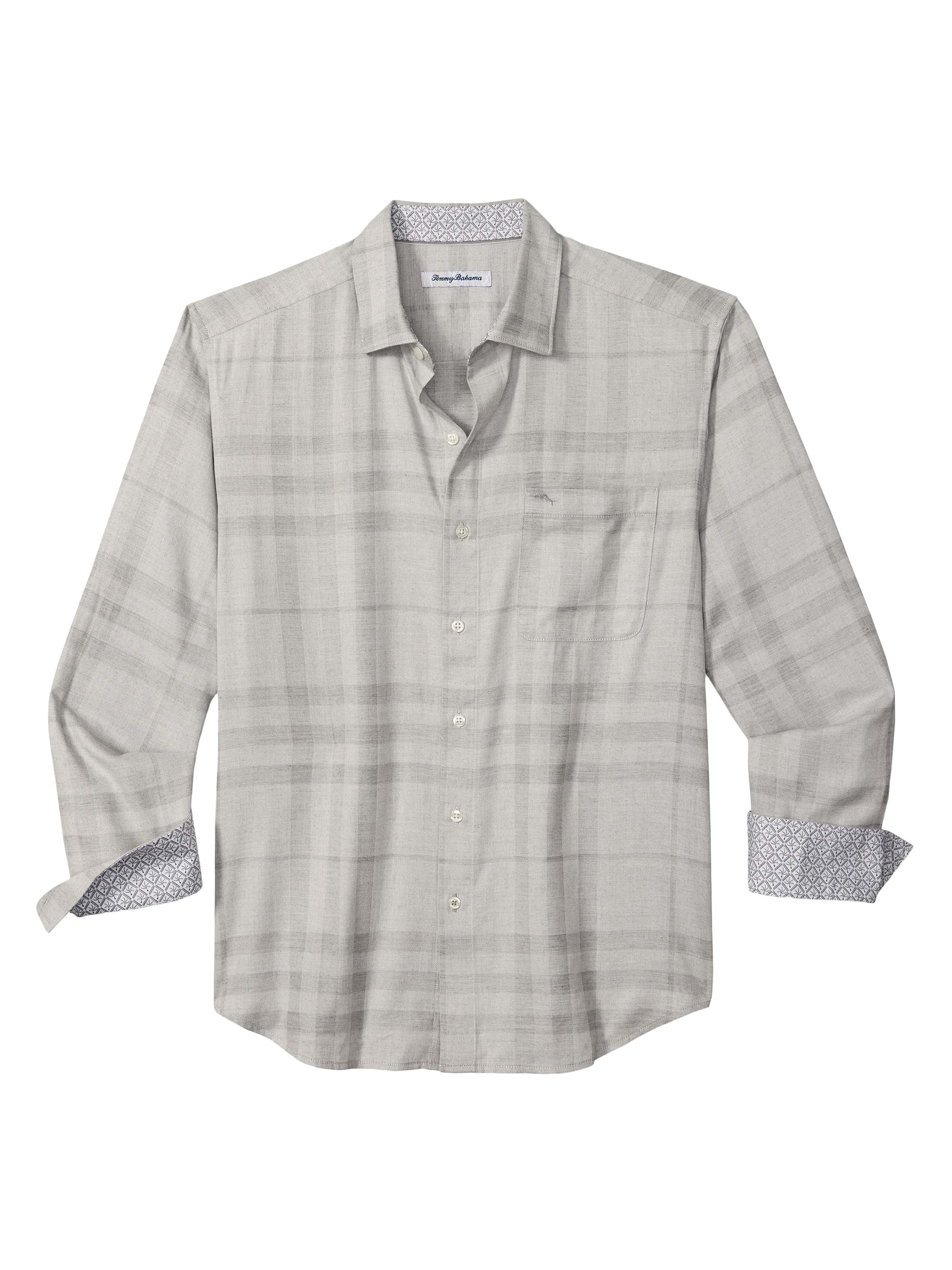 Tommy Bahama Men's Silver Mist Plaid Long-Sleeve Shirt - Silver Streak