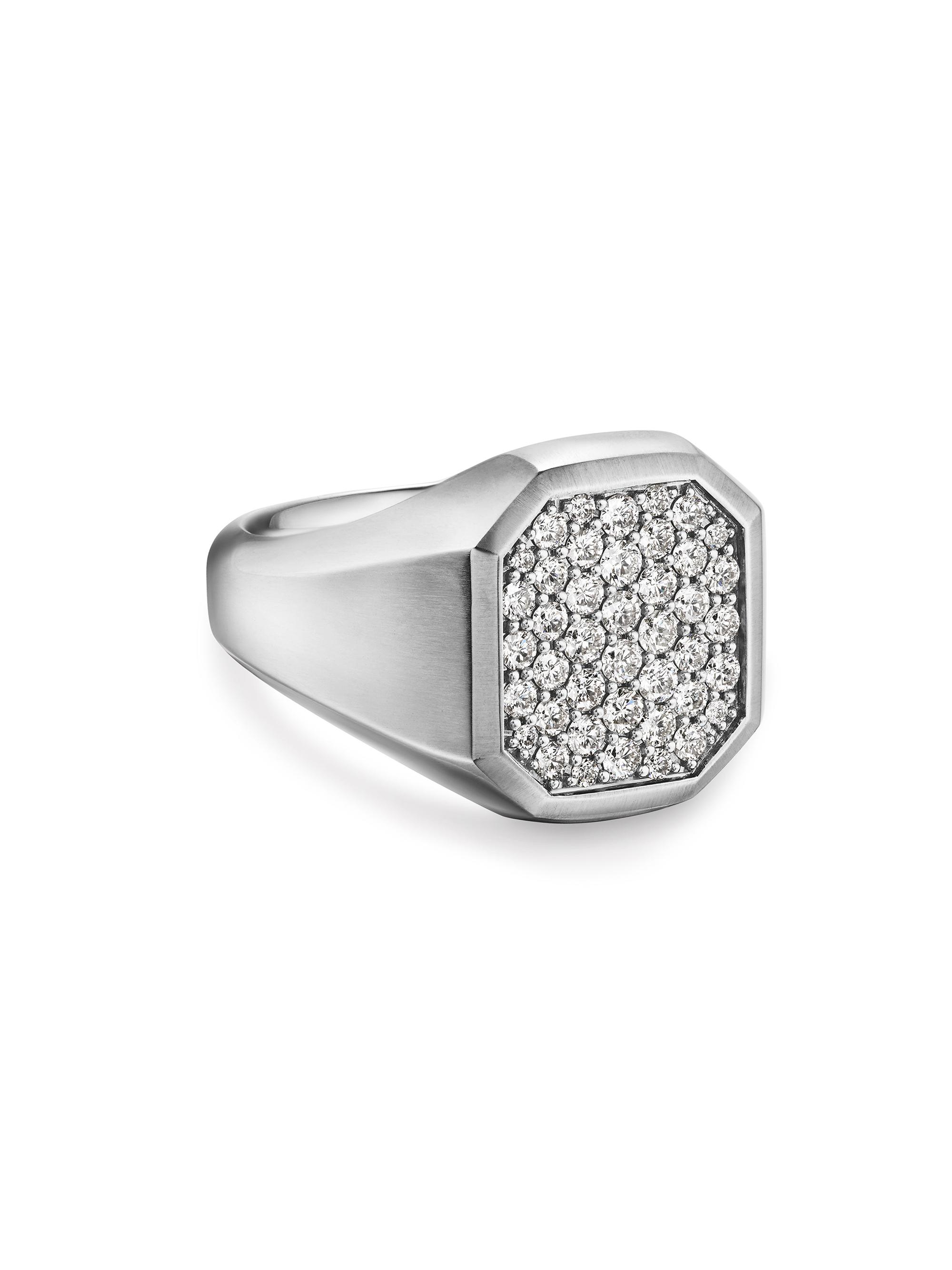 David Yurman Men's Streamline Signet Ring in Sterling Silver - Diamond