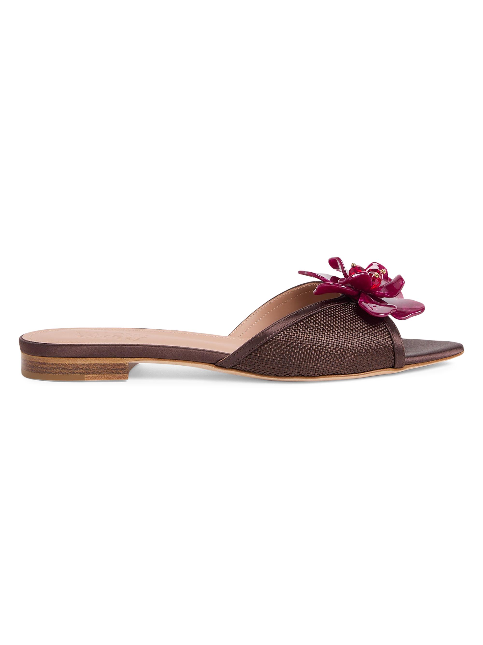 Malone Souliers Women's Cyd Raffia Flat Sandals - Dark Brown Tobacco