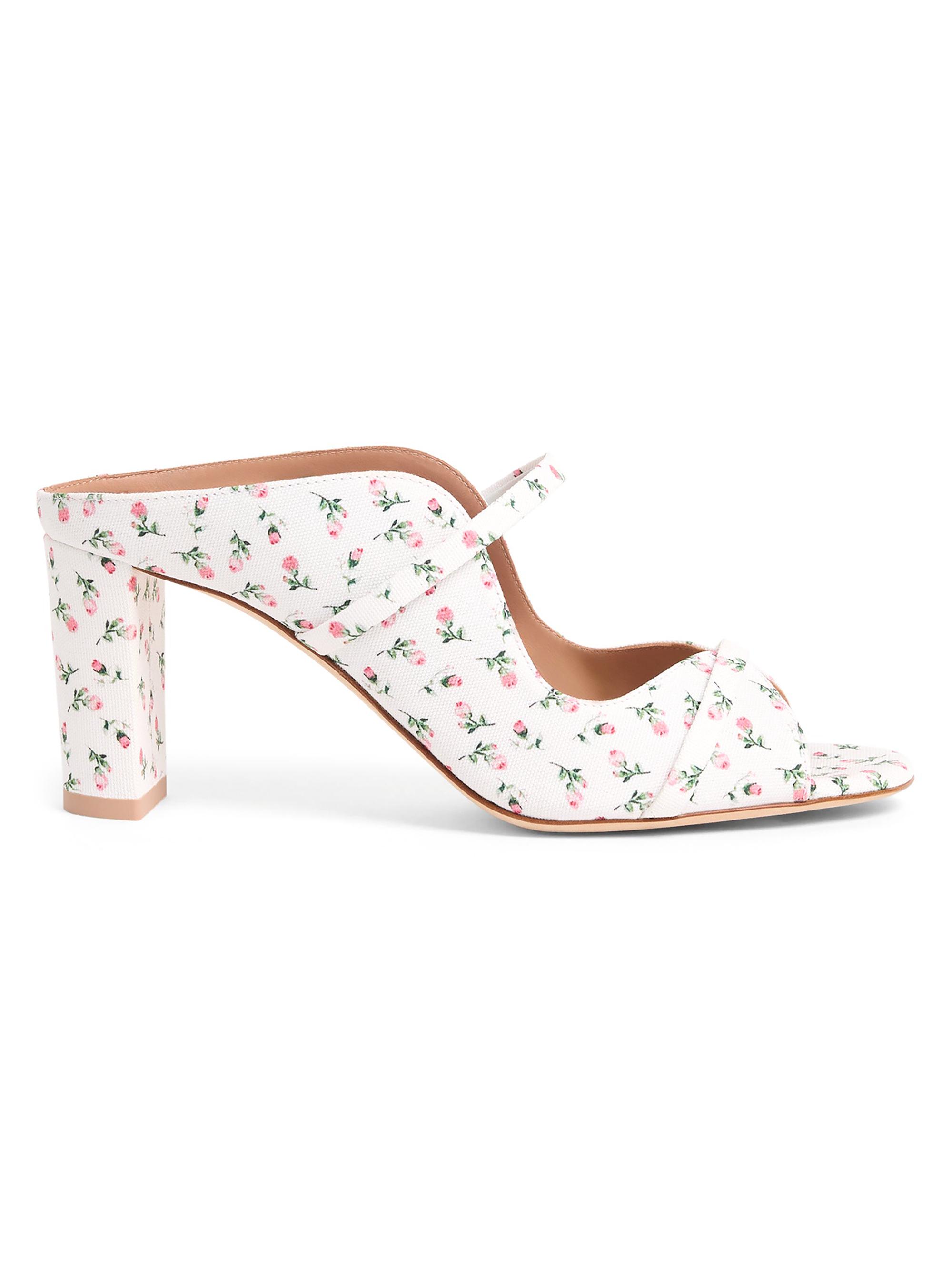 Malone Souliers Women's Norah 70MM Floral-Print Block Heel Sandals - White