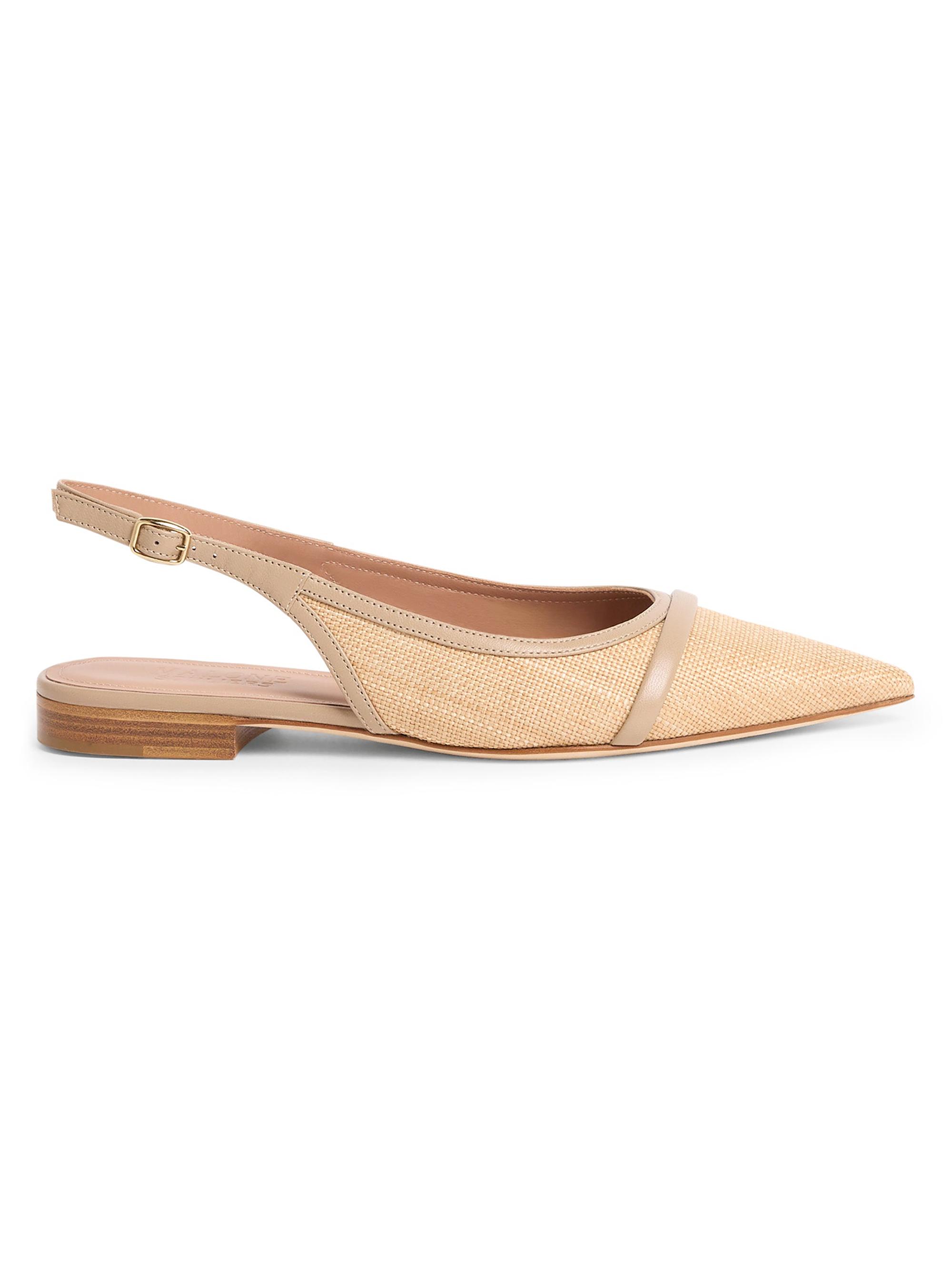 Malone Souliers Women's Jama Raffia Slingback Flats - Lino Mushroom