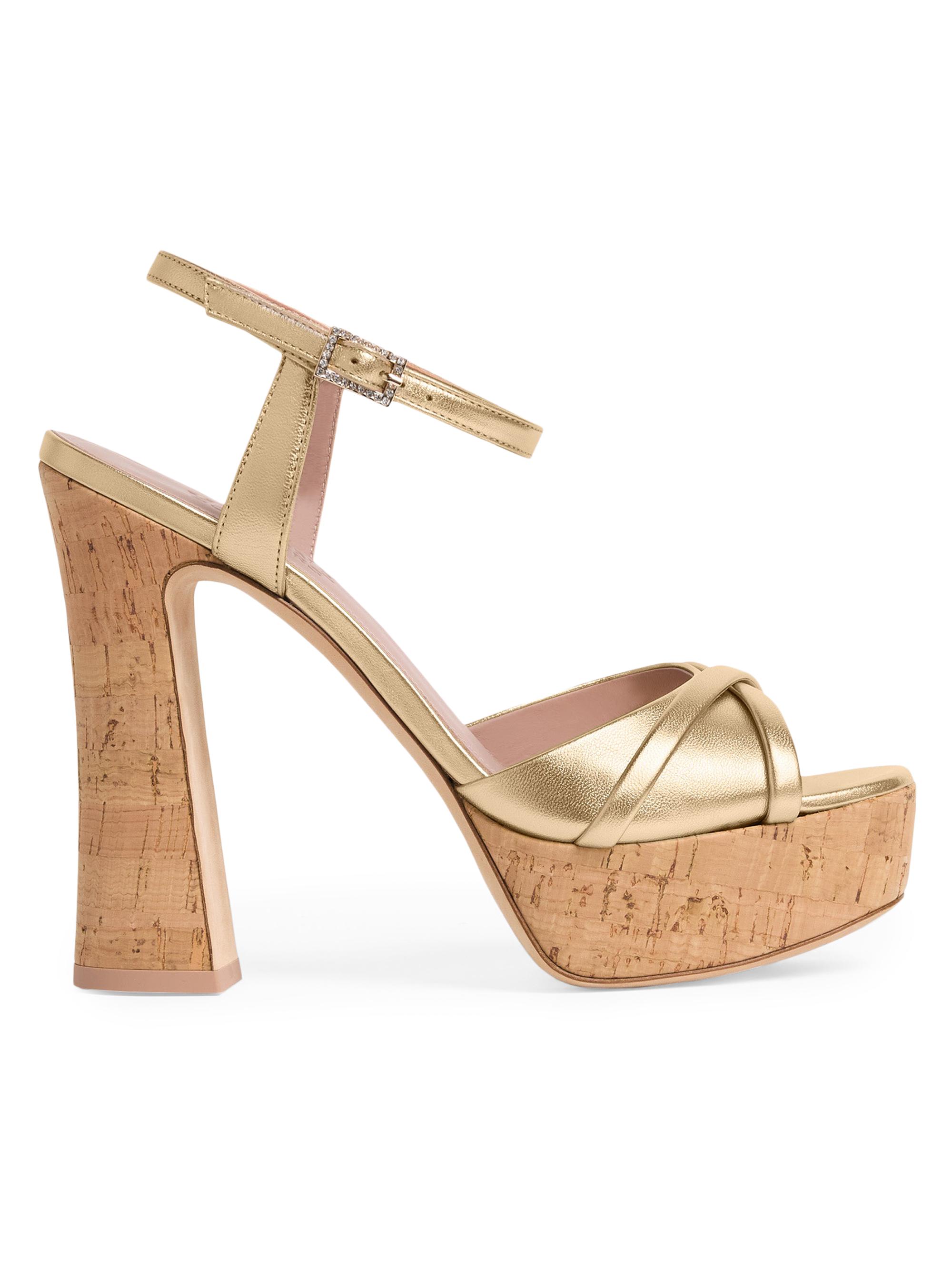 Malone Souliers Women's Keaton 12MM Leather Platform Sandals - Antique Gold