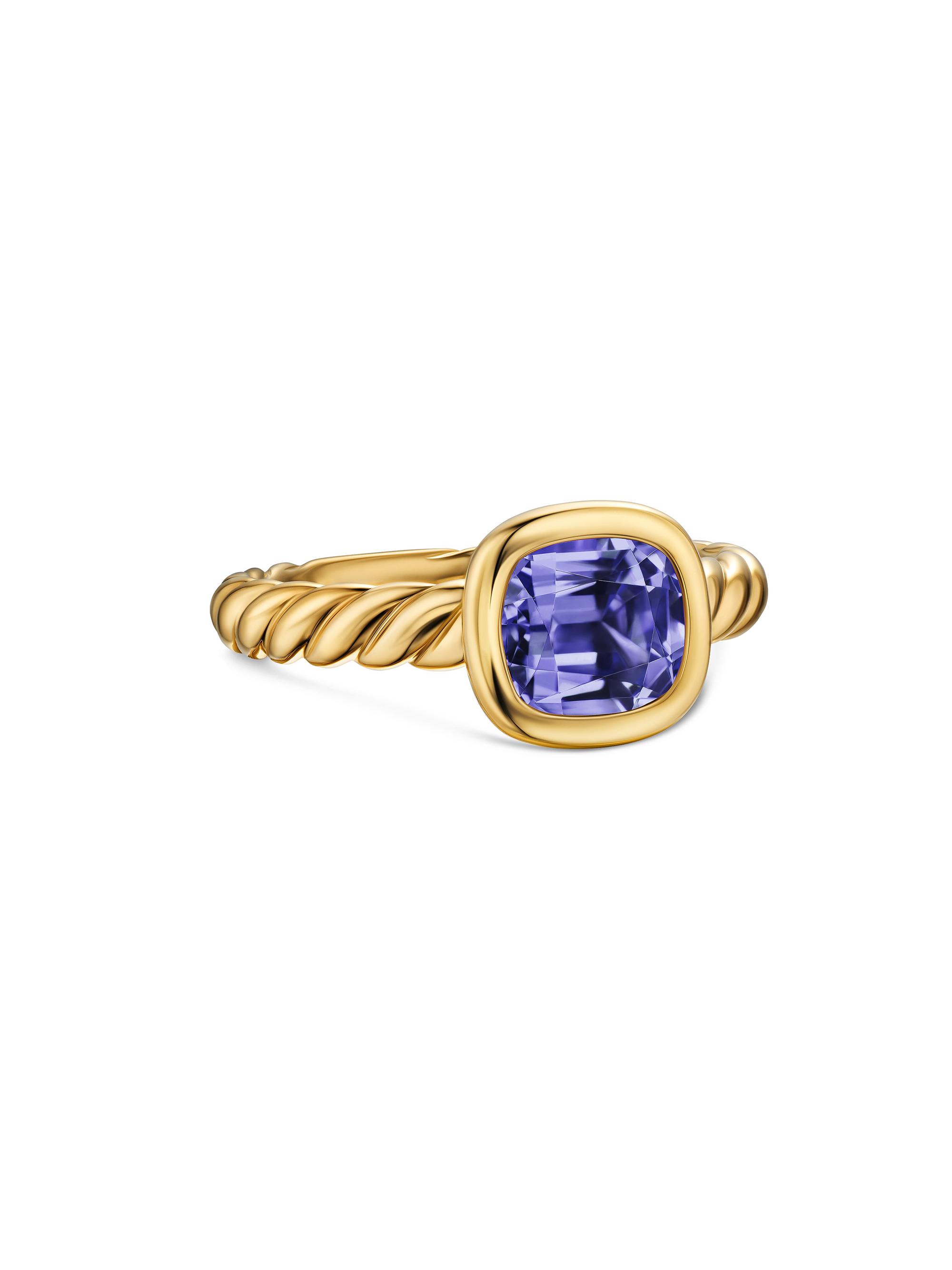 David Yurman Women's DY Mercer Stone Ring in 18K Yellow Gold - Sky Blue Topaz