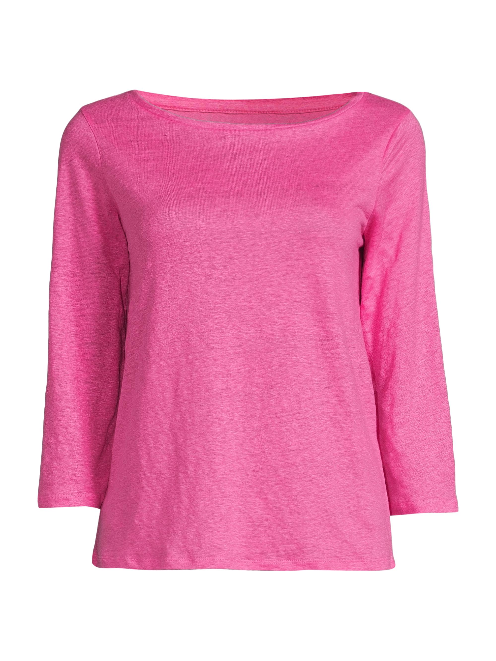 Majestic Filatures Women's Stretch-Linen Boatneck Top - Candy Pink