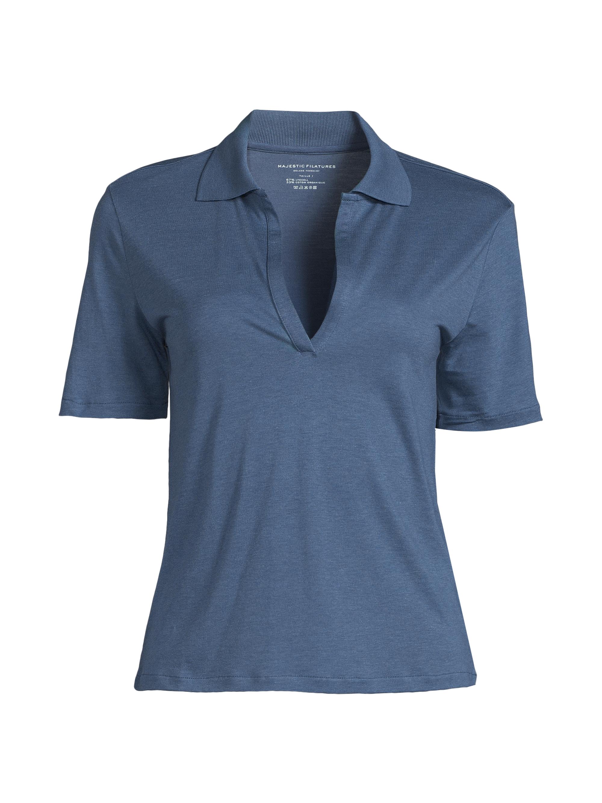 Majestic Filatures Women's Cotton-Blend Polo Shirt - Celeste