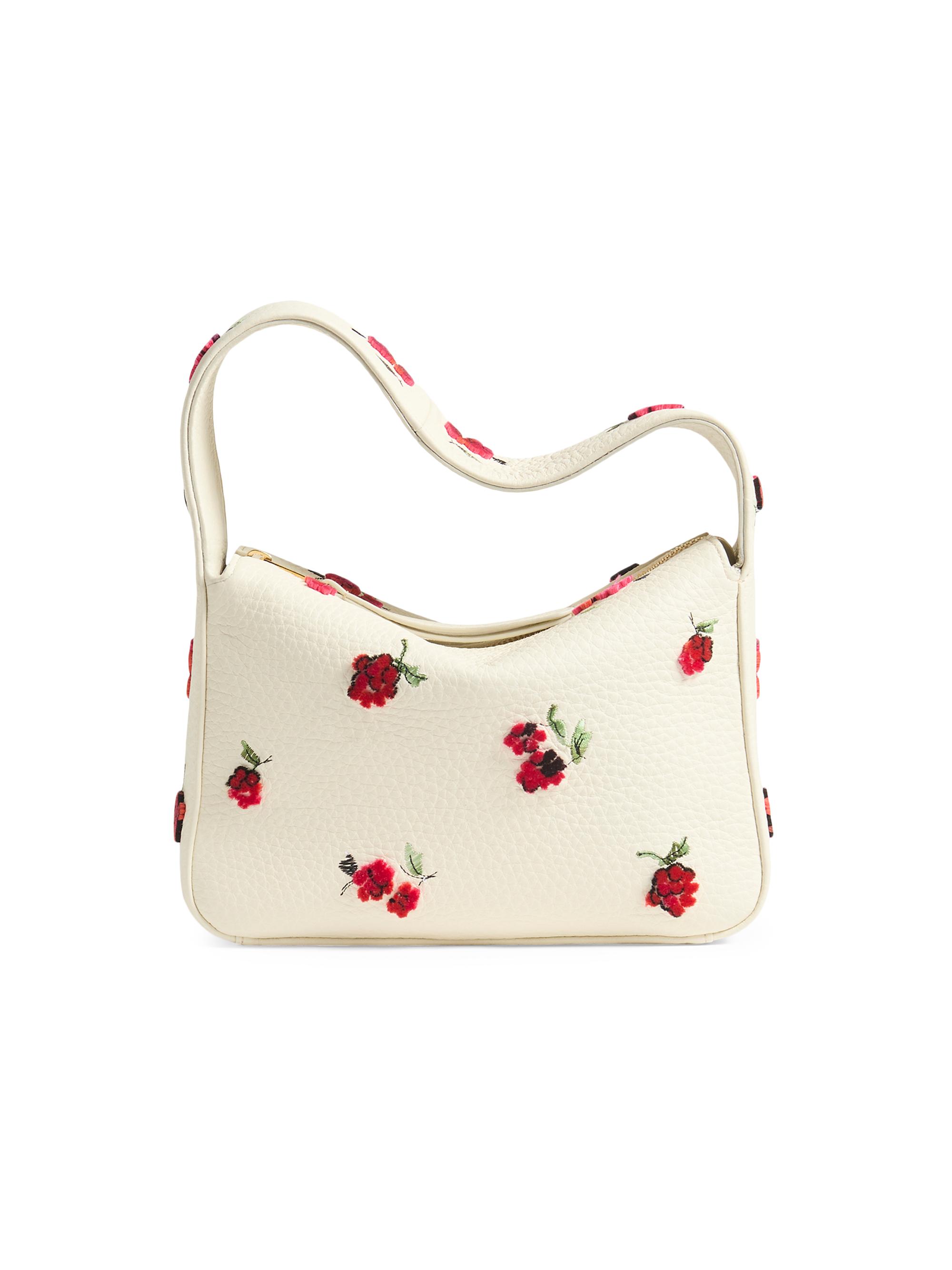 Khaite Women's Elena  Floral Appliqué Leather Top Handle Bag - Beige Raspberry