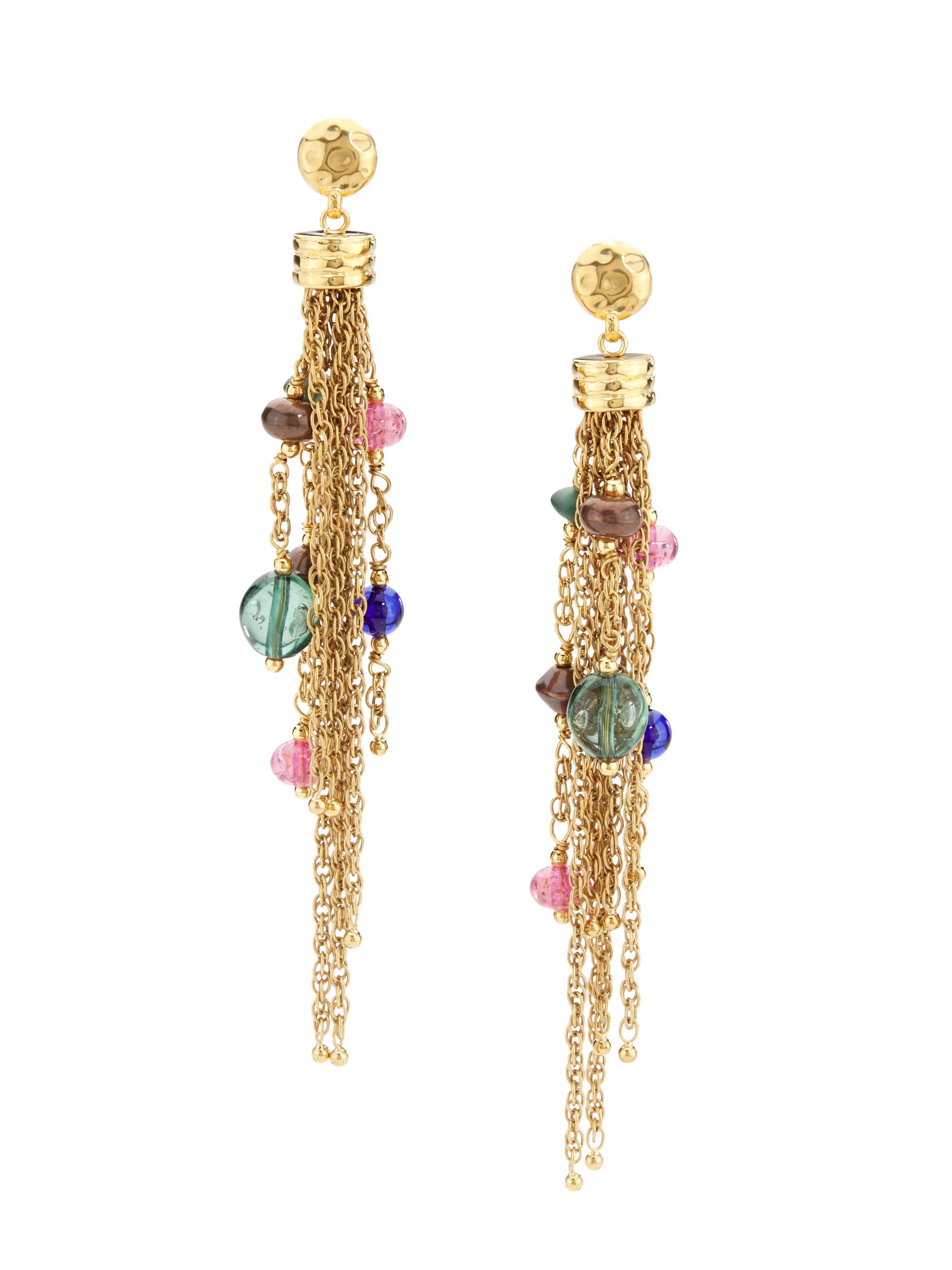Chloé Women's Pompoms Goldtone, Imitation Pearl & Crystal Glass Chain Post Earrings - Vintage Gold