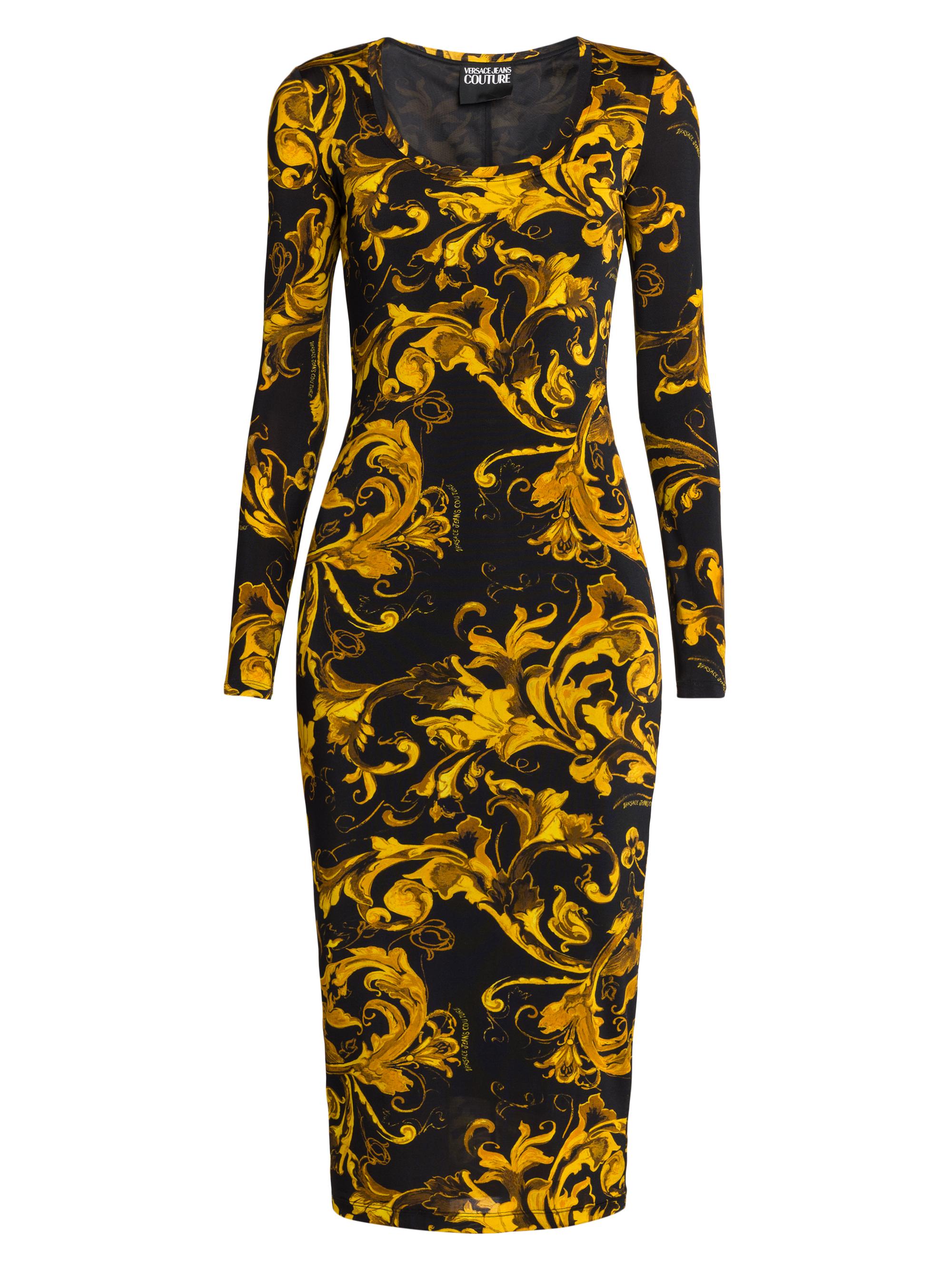 Versace Jeans Couture Women's Vestiti Baroque Body-Con Midi-Dress - Black Gold