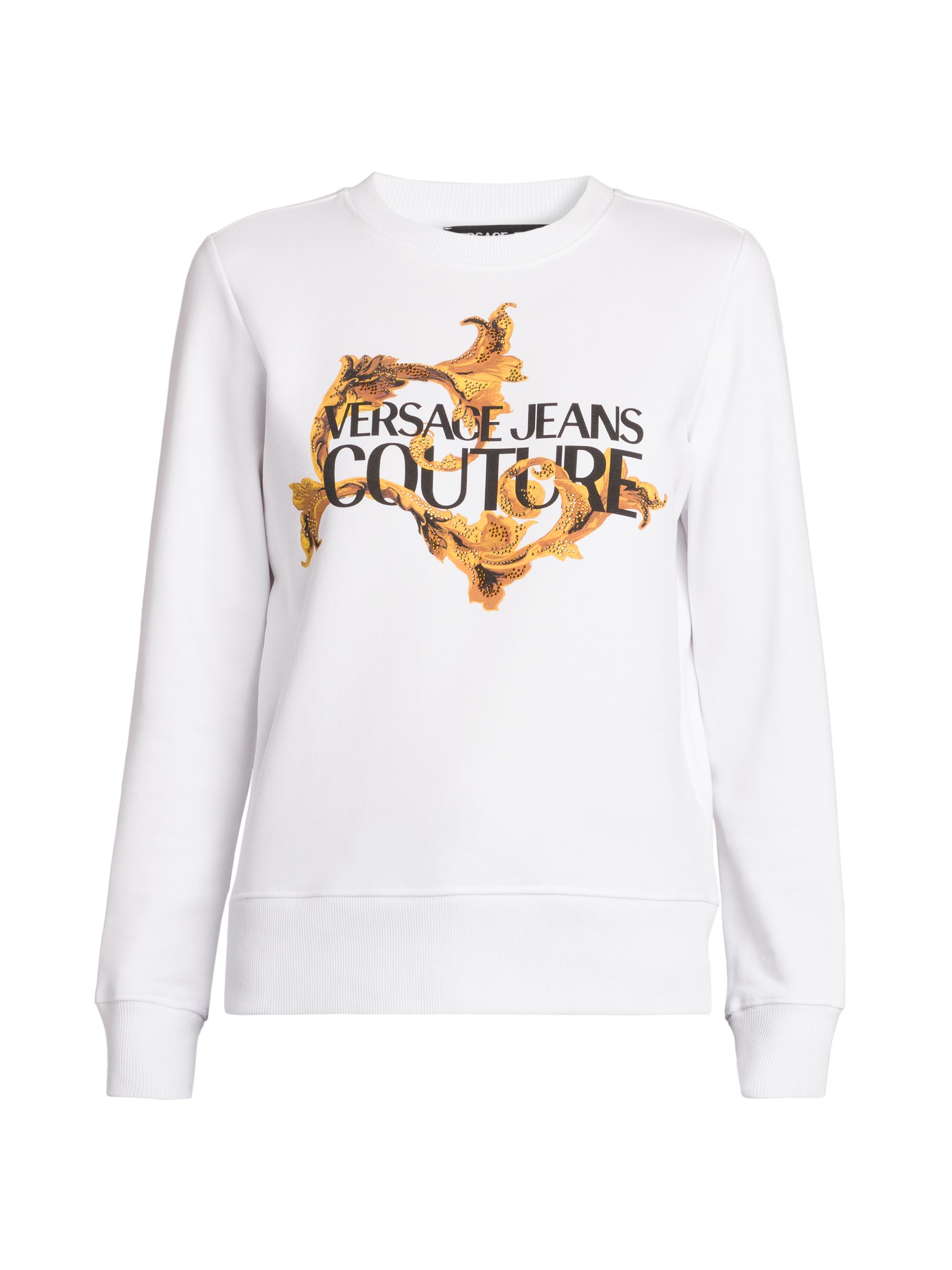 Versace Jeans Couture Women's Screen-Printed Logo Cotton Sweatshirt - White Gold