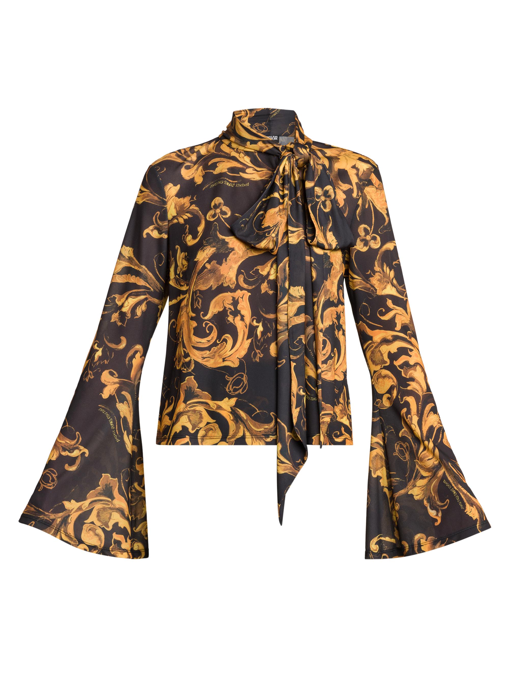 Versace Jeans Couture Women's Barocco Tieneck Shirt - Black Gold