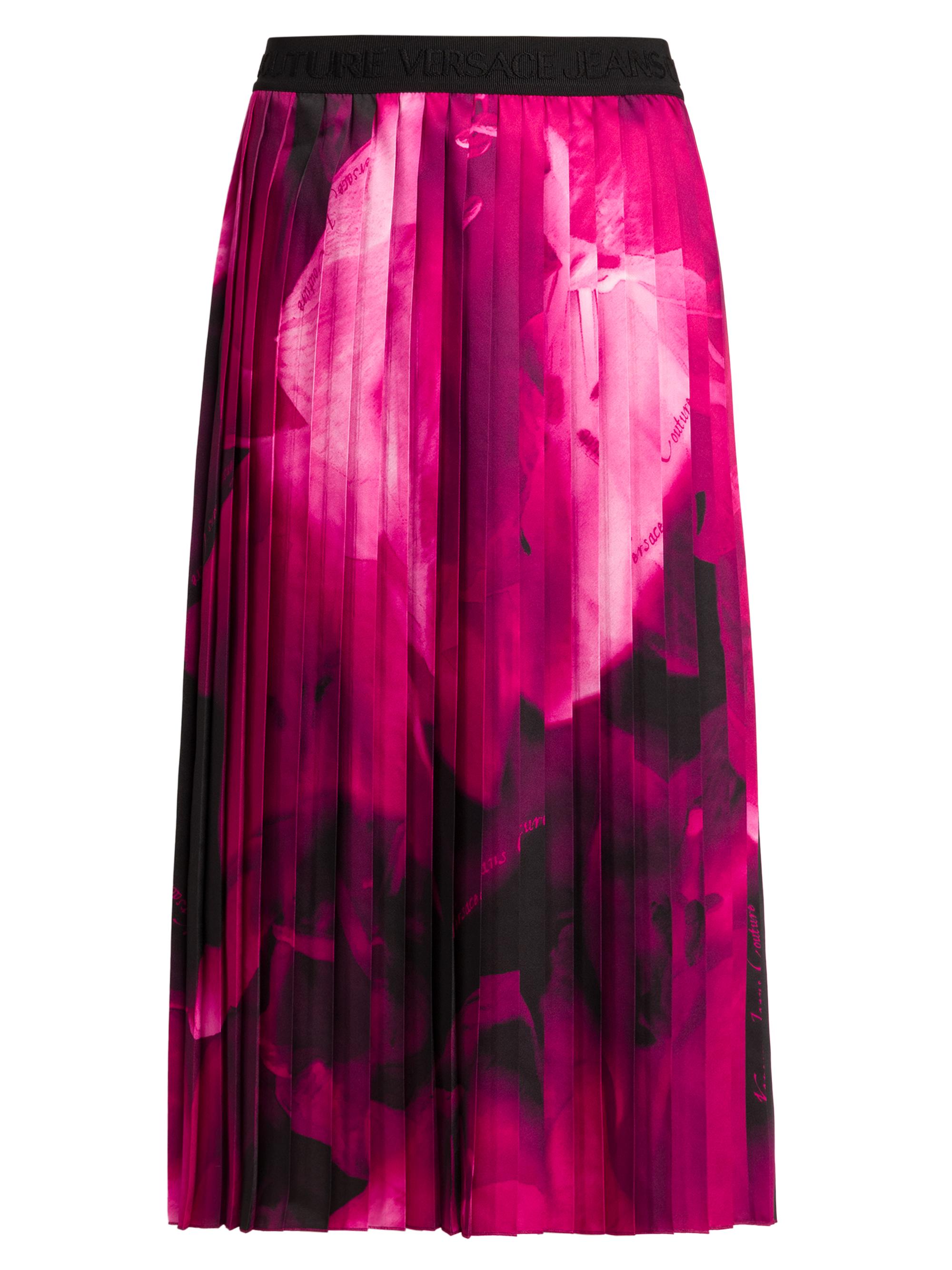 Versace Jeans Couture Women's Printed Pleated Midi-Skirt - Magenta