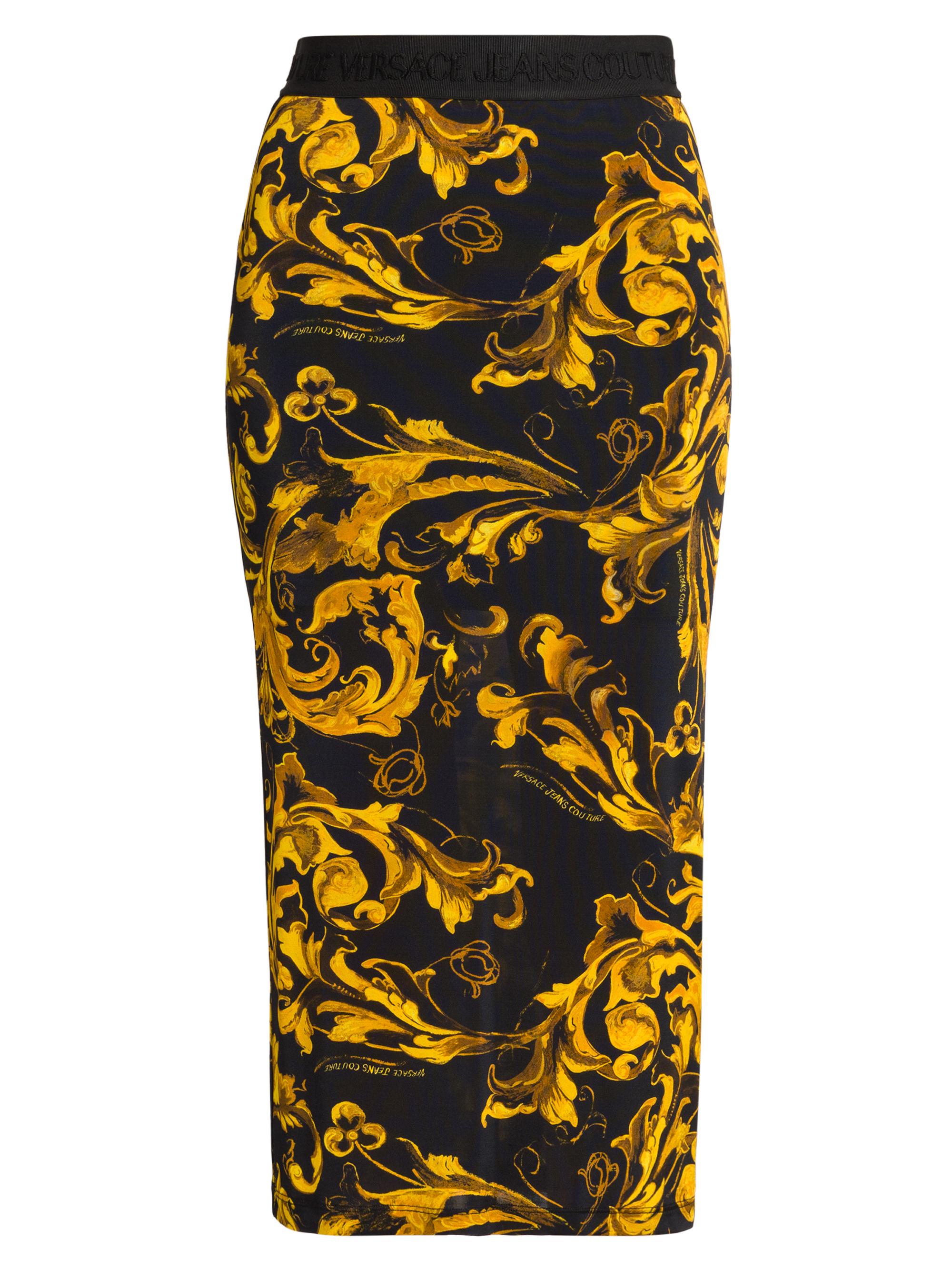 Versace Jeans Couture Women's Printed Pencil Midi-Skirt - Black Gold