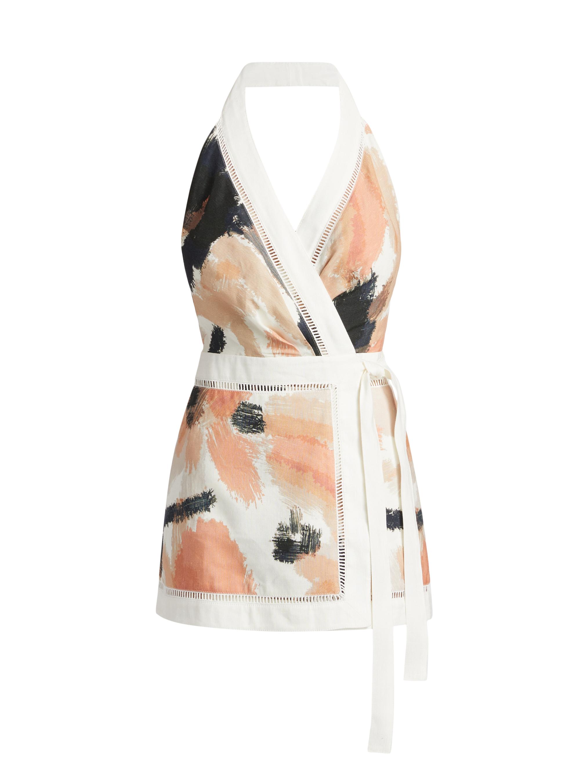 Significant Other Izzy Floral Linen-Blend Halterneck Wrap