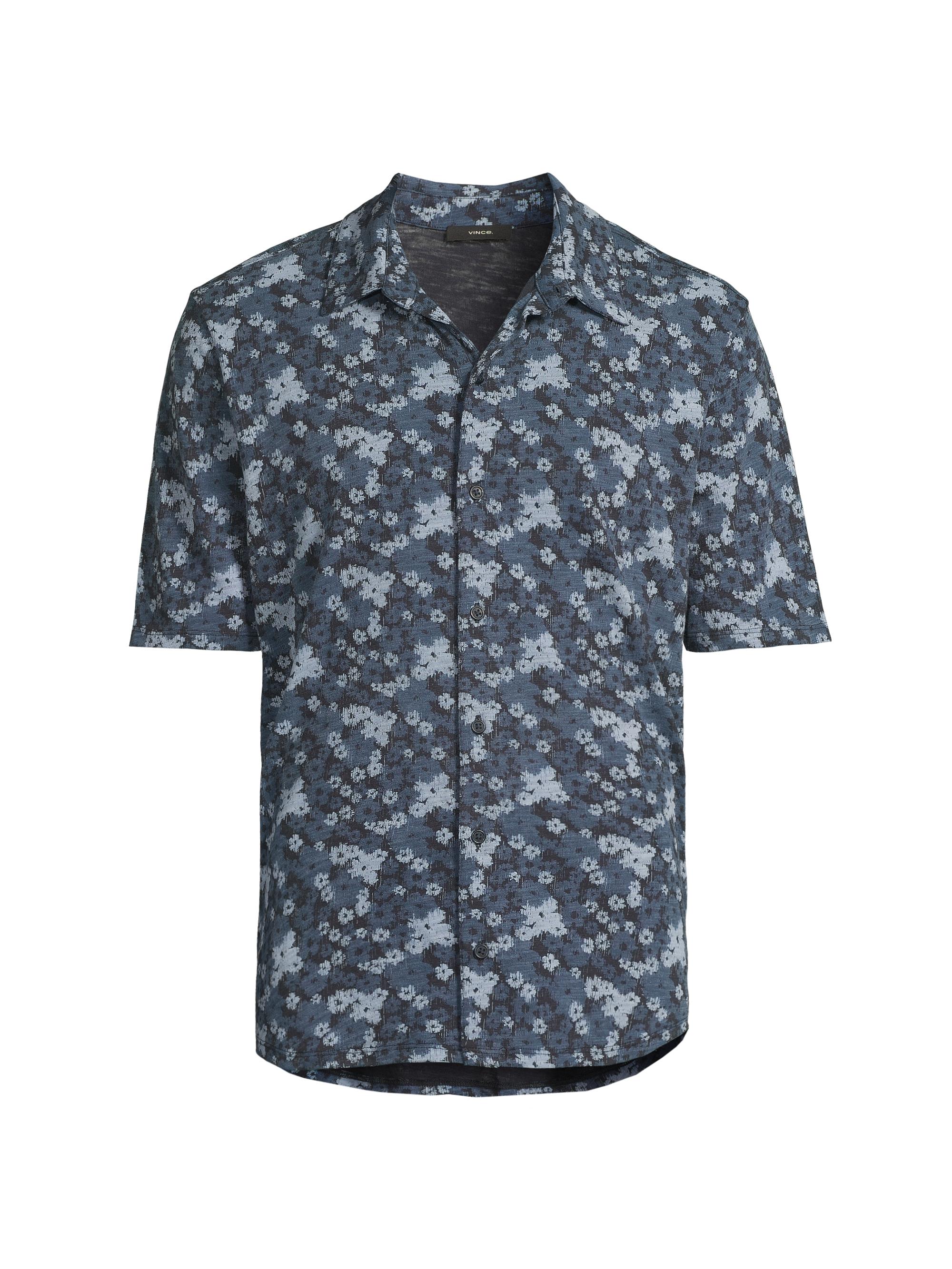 Vince Men's Abstract Print Cotton Short-Sleeve Shirt - Coastal Combo