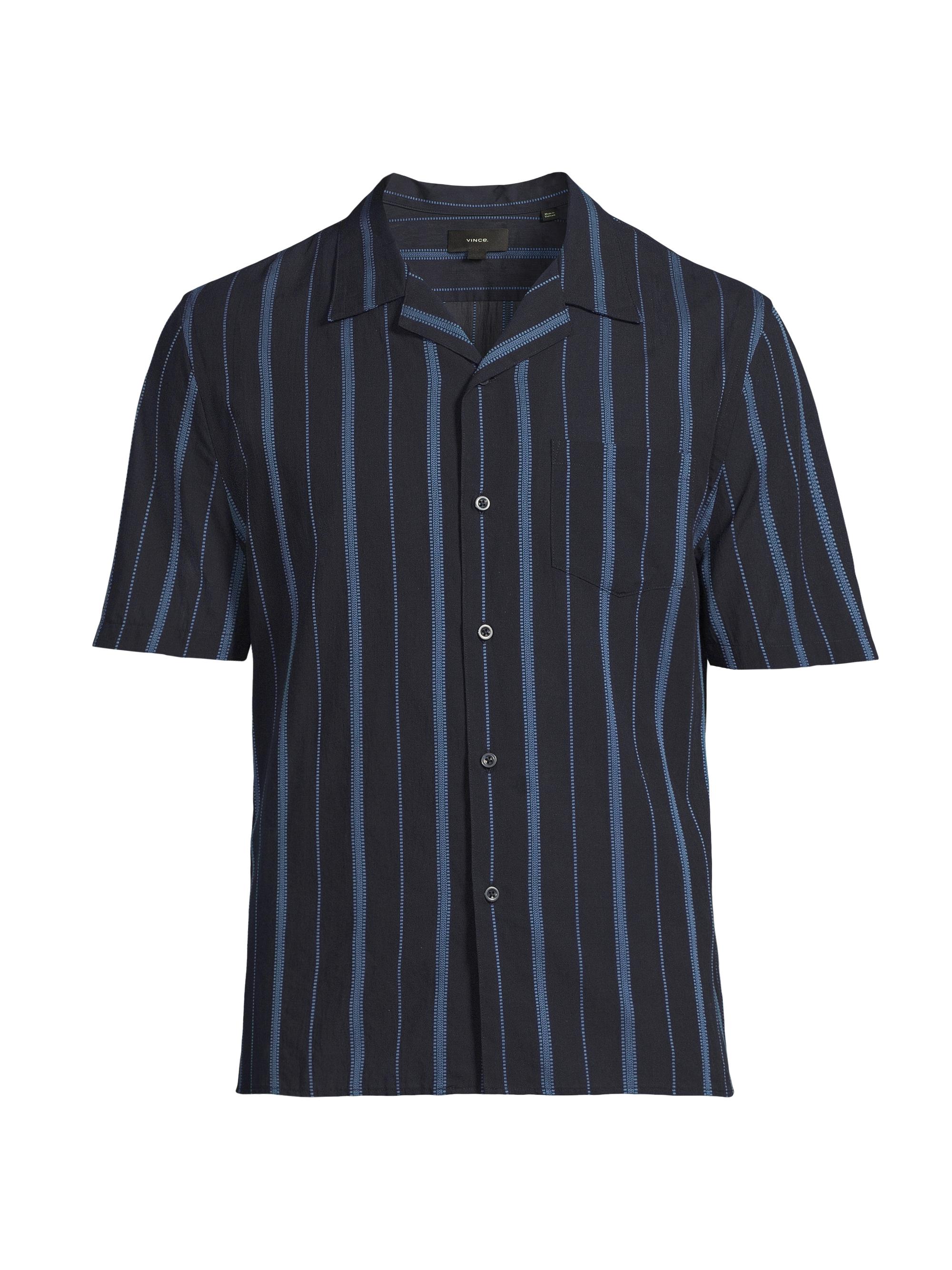 Vince Men's Striped Cotton Cabana Shirt - Coastal High Tide