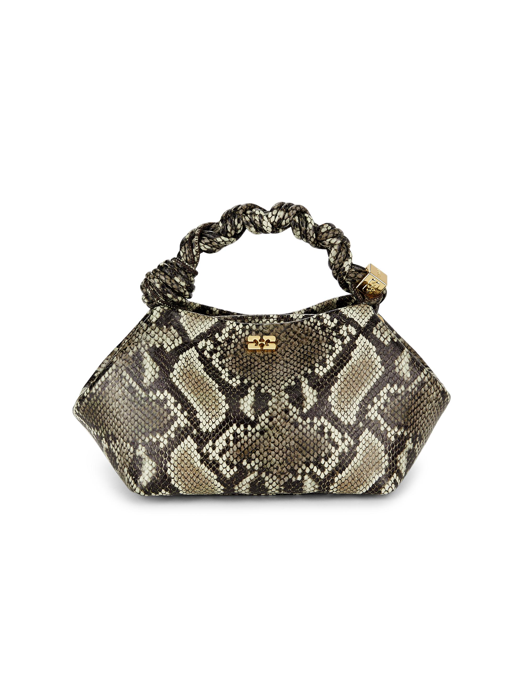 Ganni Women's  Snake Bou Top Handle Bag - Egret
