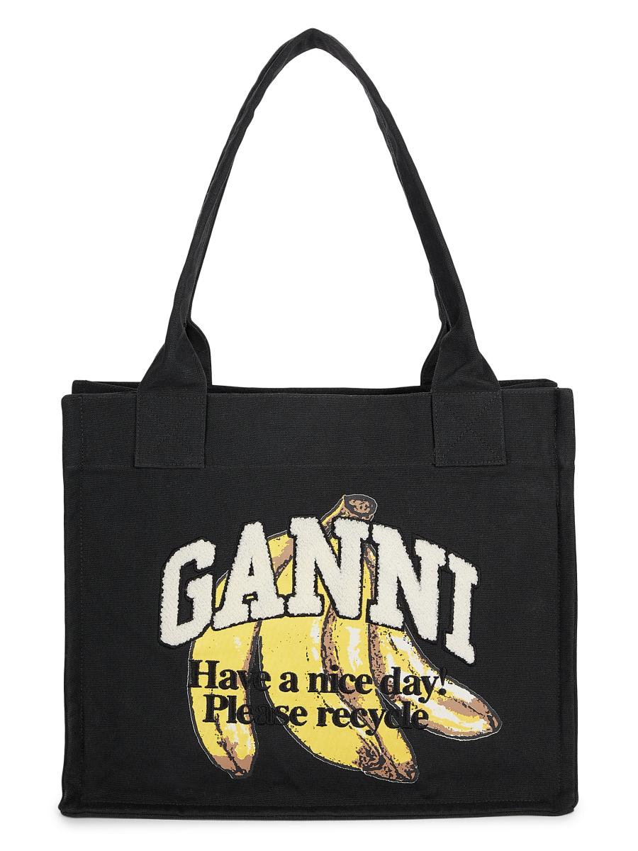 トートバッグ GANNI LARGE BANANA PRINT EASY LOGO SHOPPER BAG Ganni Large Easy Shopper Banana Print | Saks Fifth Avenue