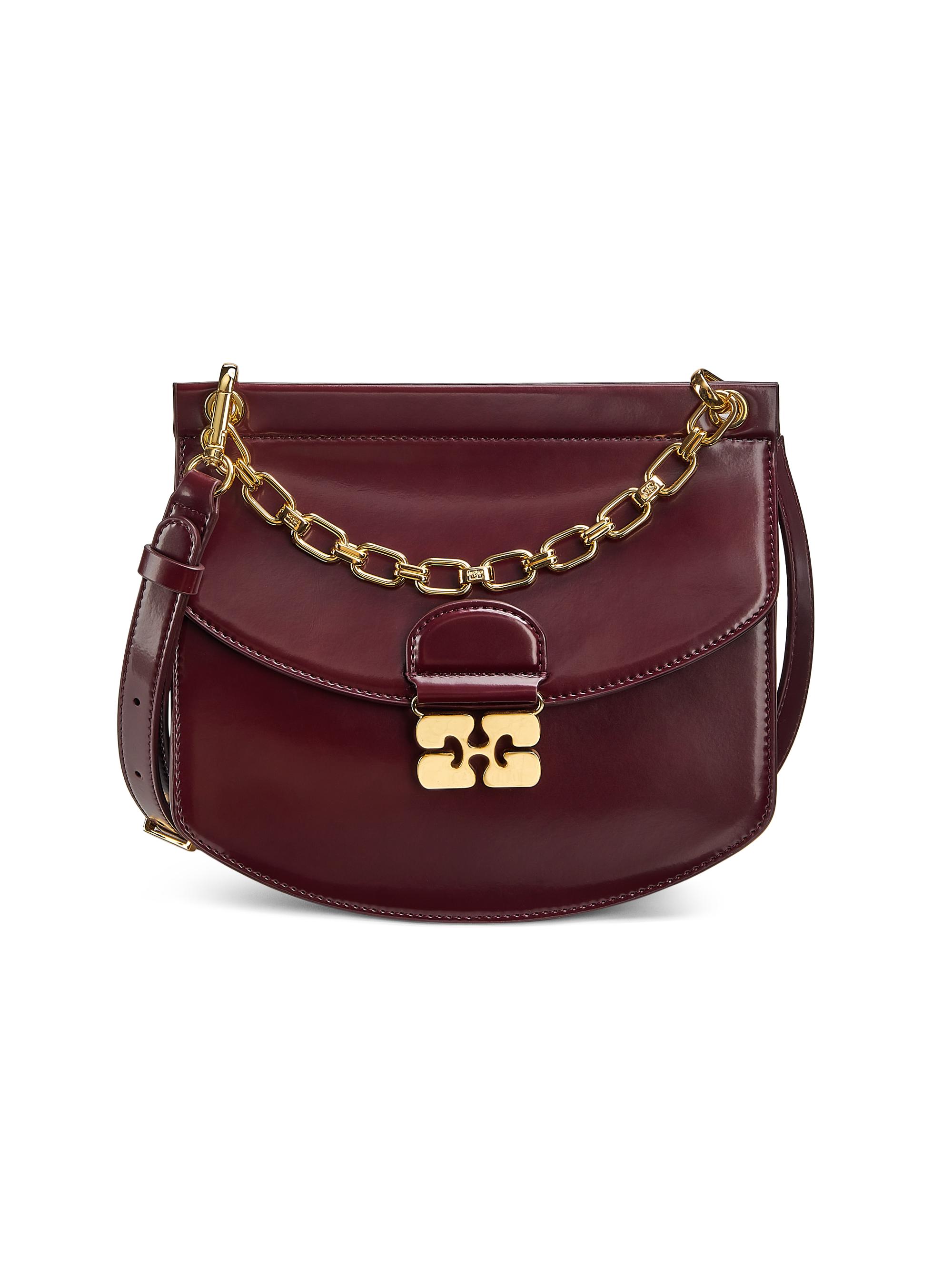 Ganni■Apo G Small Box Chain Bag - Wine - Red Small Box Chain Apo-G Bag