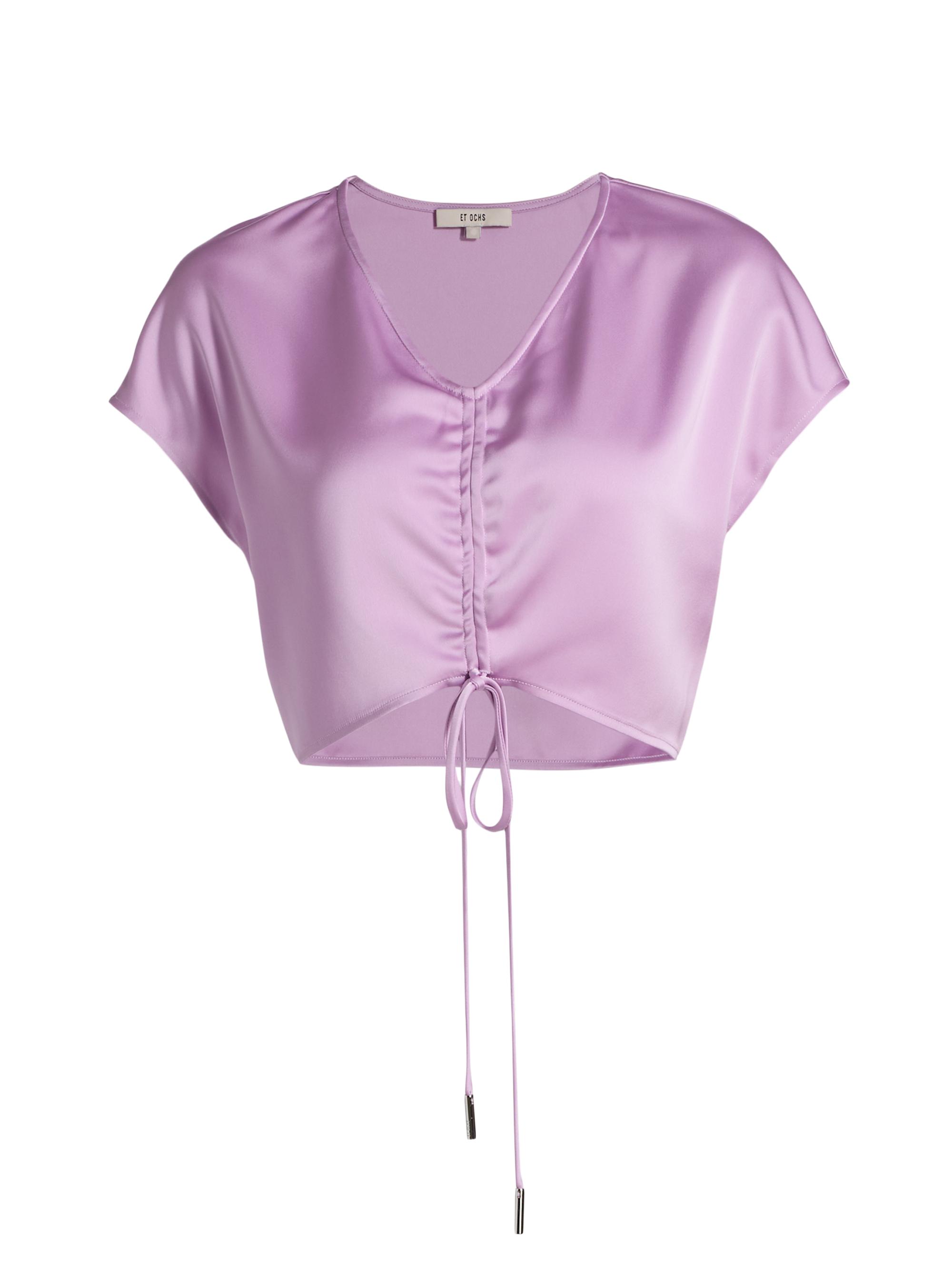 Et Ochs Women's Blake Satin Ruched Crop Top - Lavender