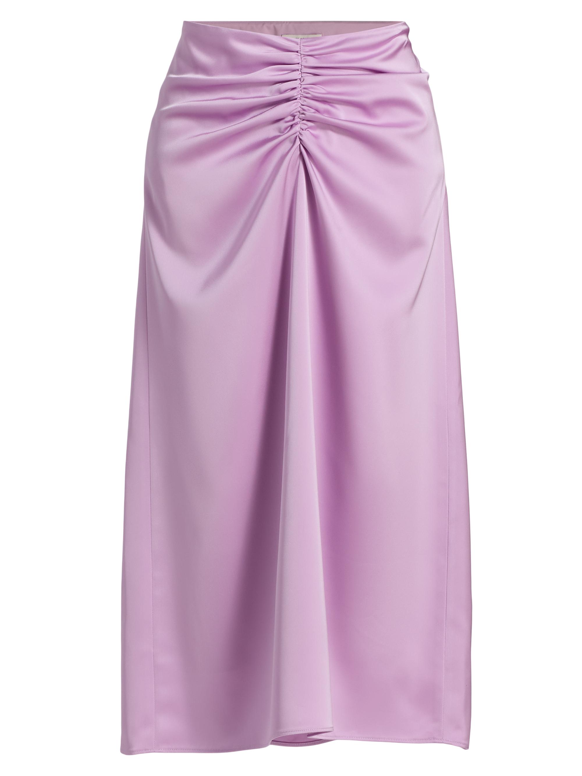Et Ochs Women's Lain Ruched Satin Midi-Skirt - Lavender