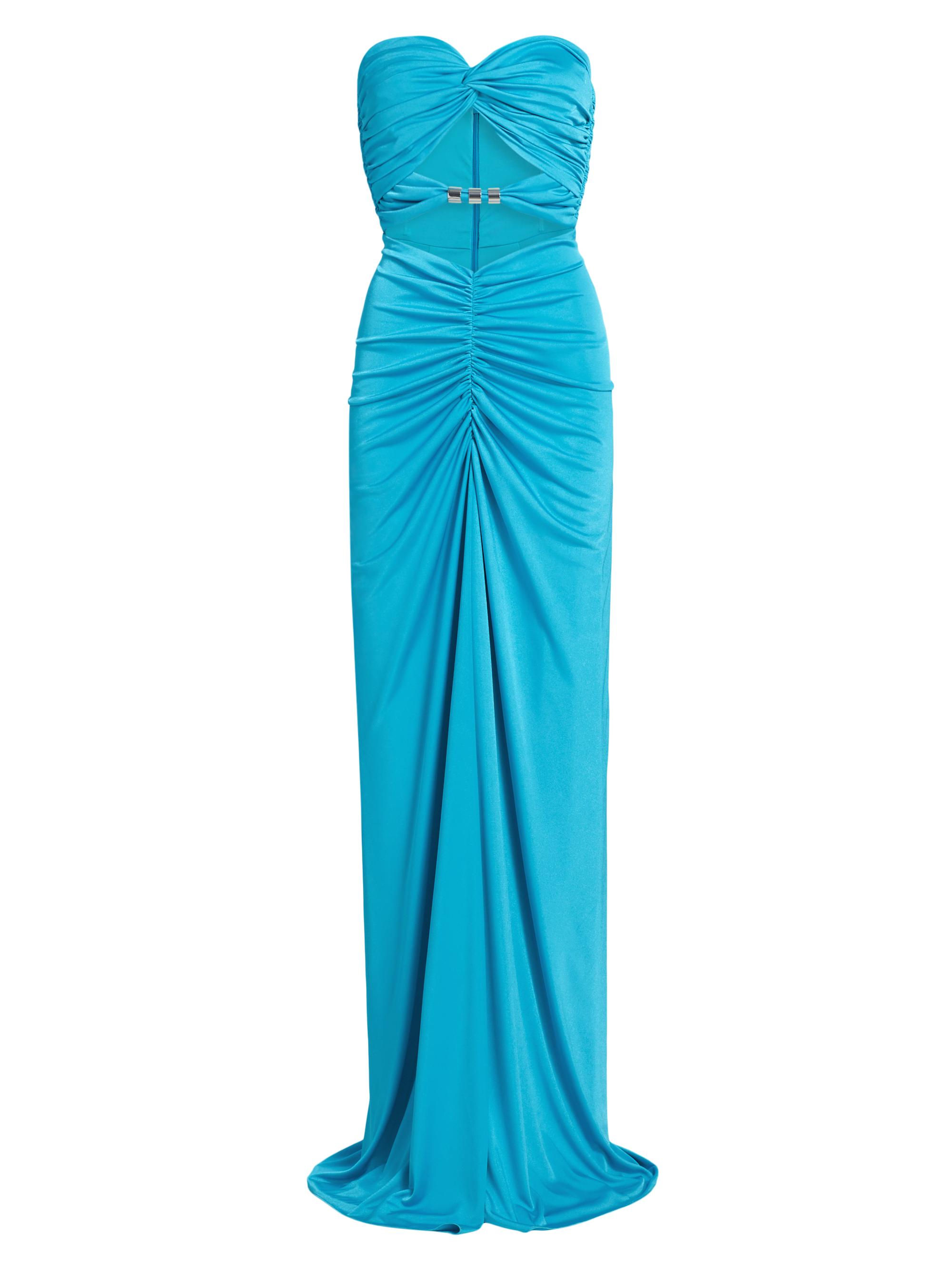 Et Ochs Women's Corinne Ruched Cut-Out Gown - Turquoise