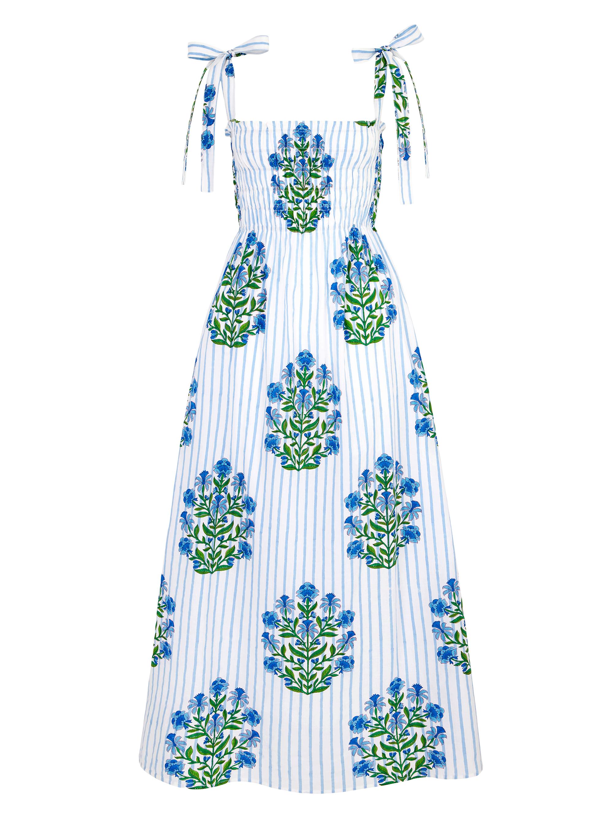 Pink City Prints Women's Dusk Stripe Martina Dress - Blue