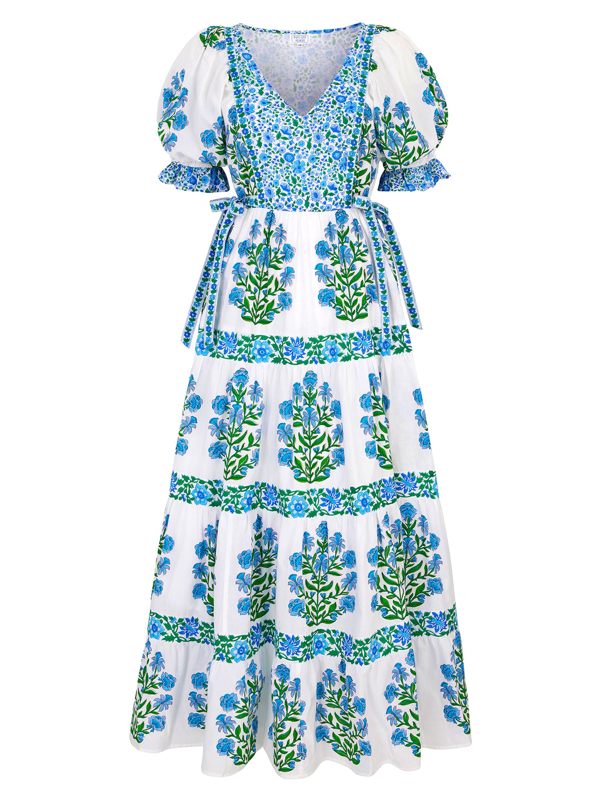 Pink City Prints Women's Dusk Buta Laura Dress - Blue