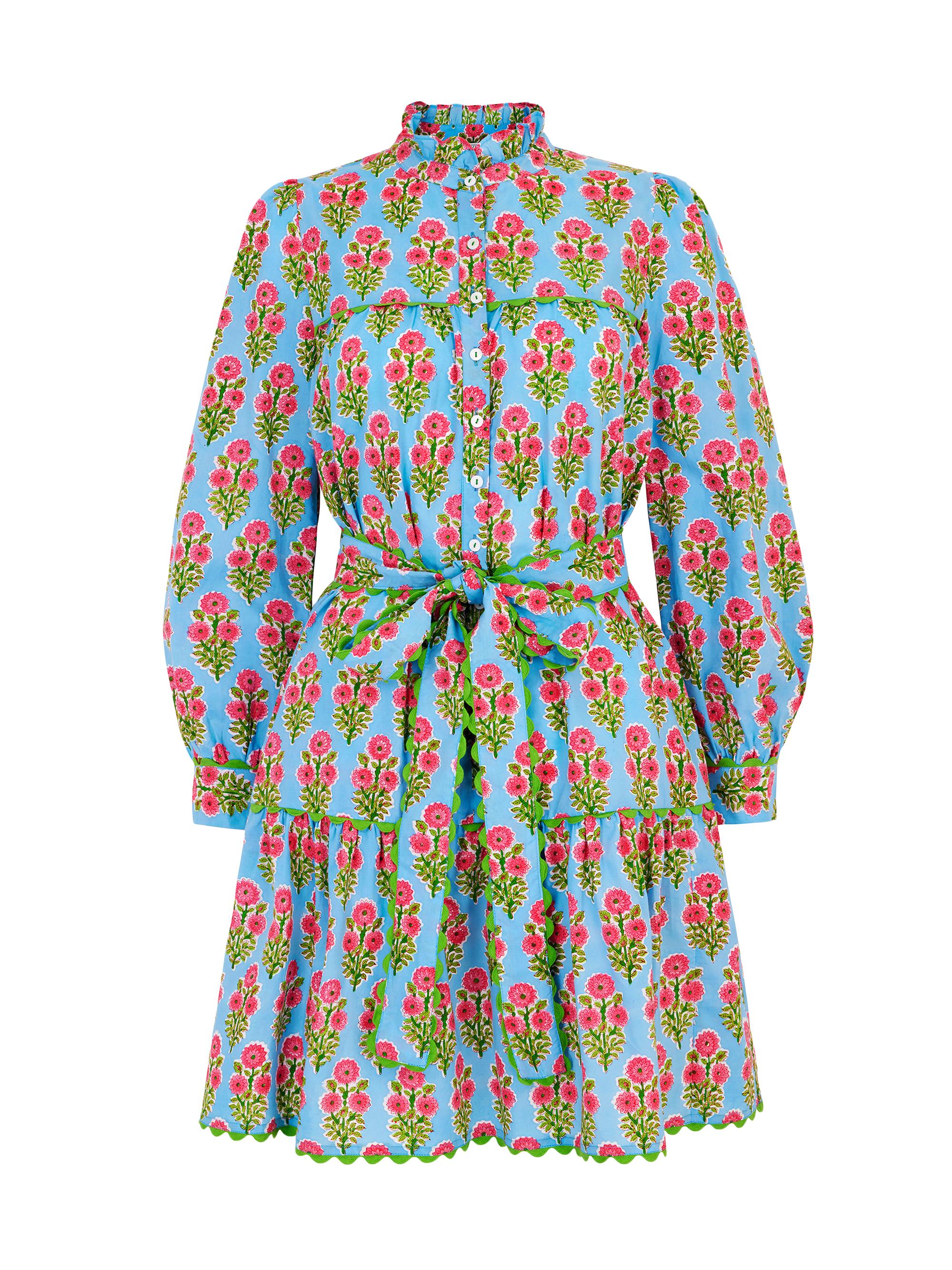 Pink City Prints Women's Island Buta Margot Mini Dress - Blue