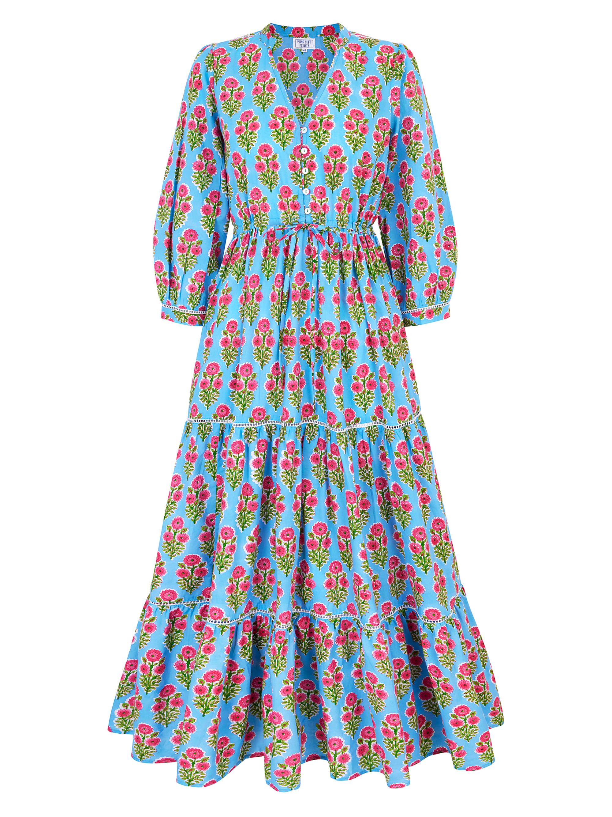 Pink City Prints Women's Island Buta Maria Dress - Blue