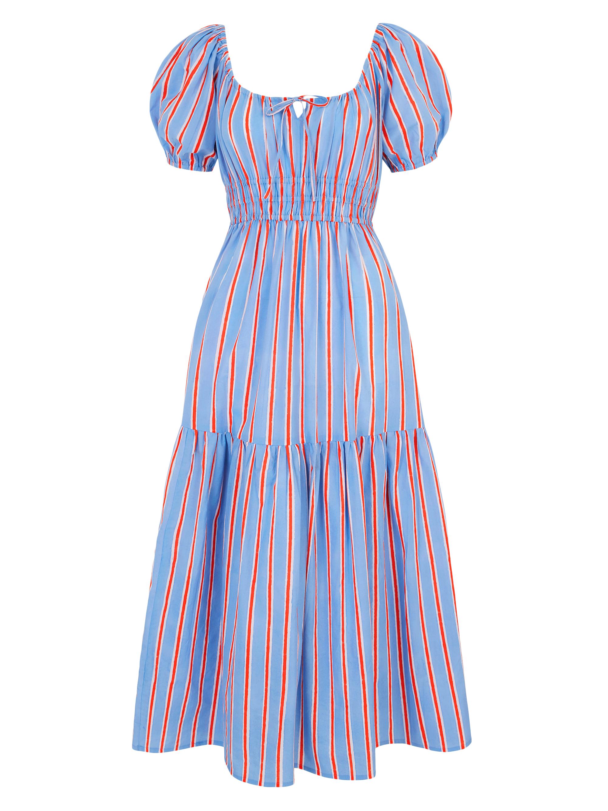Pink City Prints Women's Poets Stripe Katie Dress - Blue