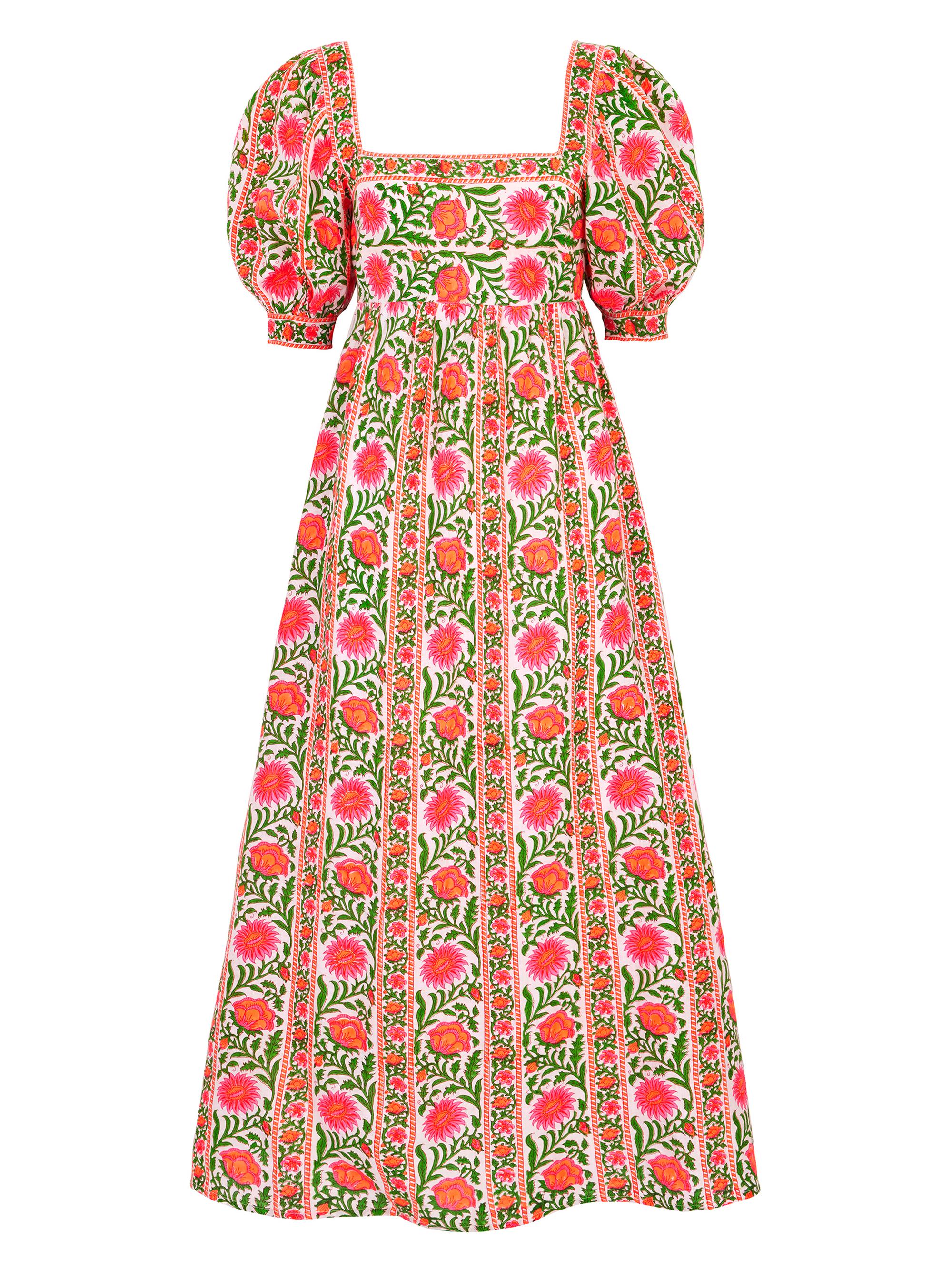 Pink City Prints Women's Border Elizabeth Dress - Green