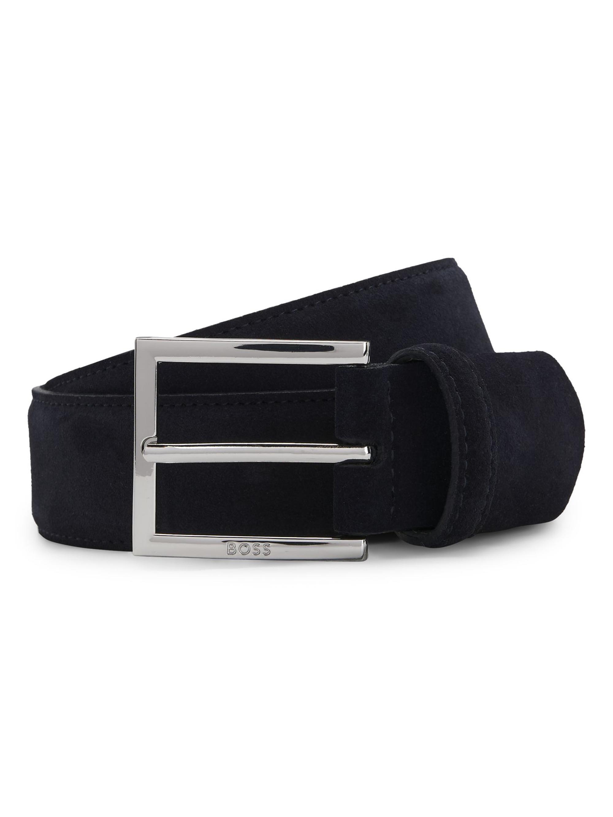 BOSS Men's Dressletic Leather Belt with Concealed Elastic - Blue