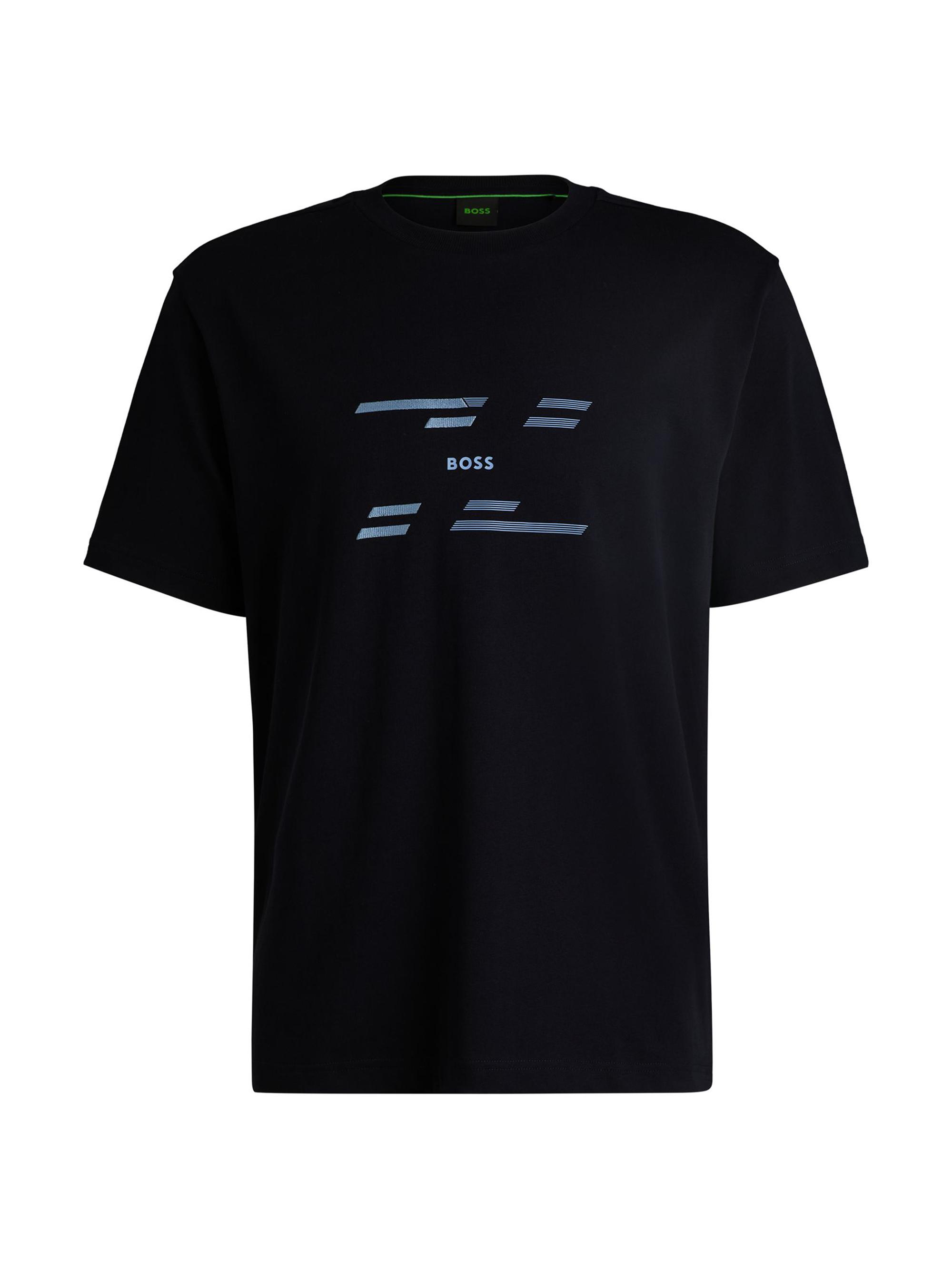 BOSS Men's Cotton-Jersey Relaxed-Fit T-Shirt with Seasonal Artwork - Dark Blue