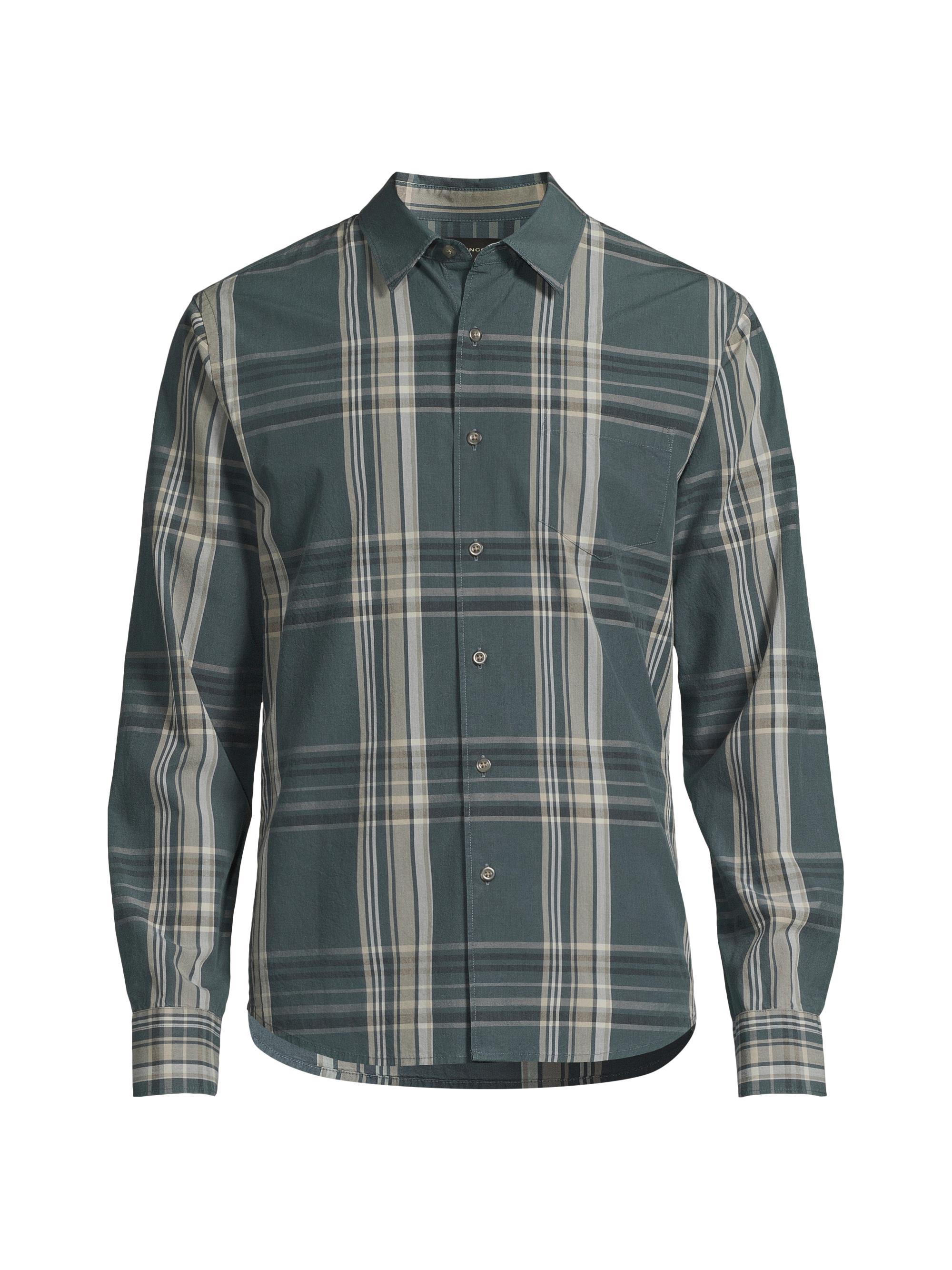 Vince Men's Lorimer Plaid Long-Sleeve Shirt - Harbor Blue Combo
