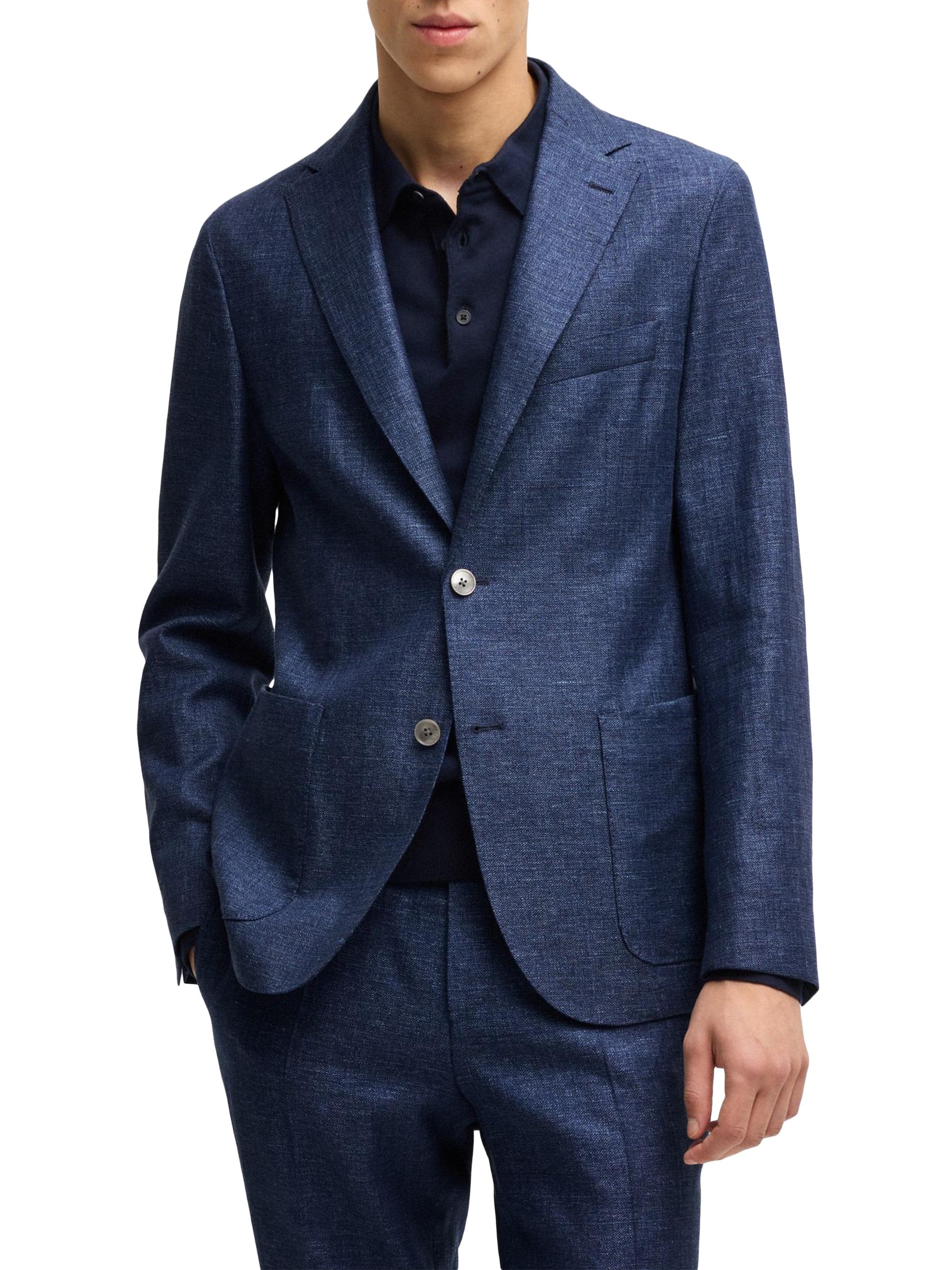 BOSS Men's Slim-Fit Blazer in Micro-Patterned Fabric - Green