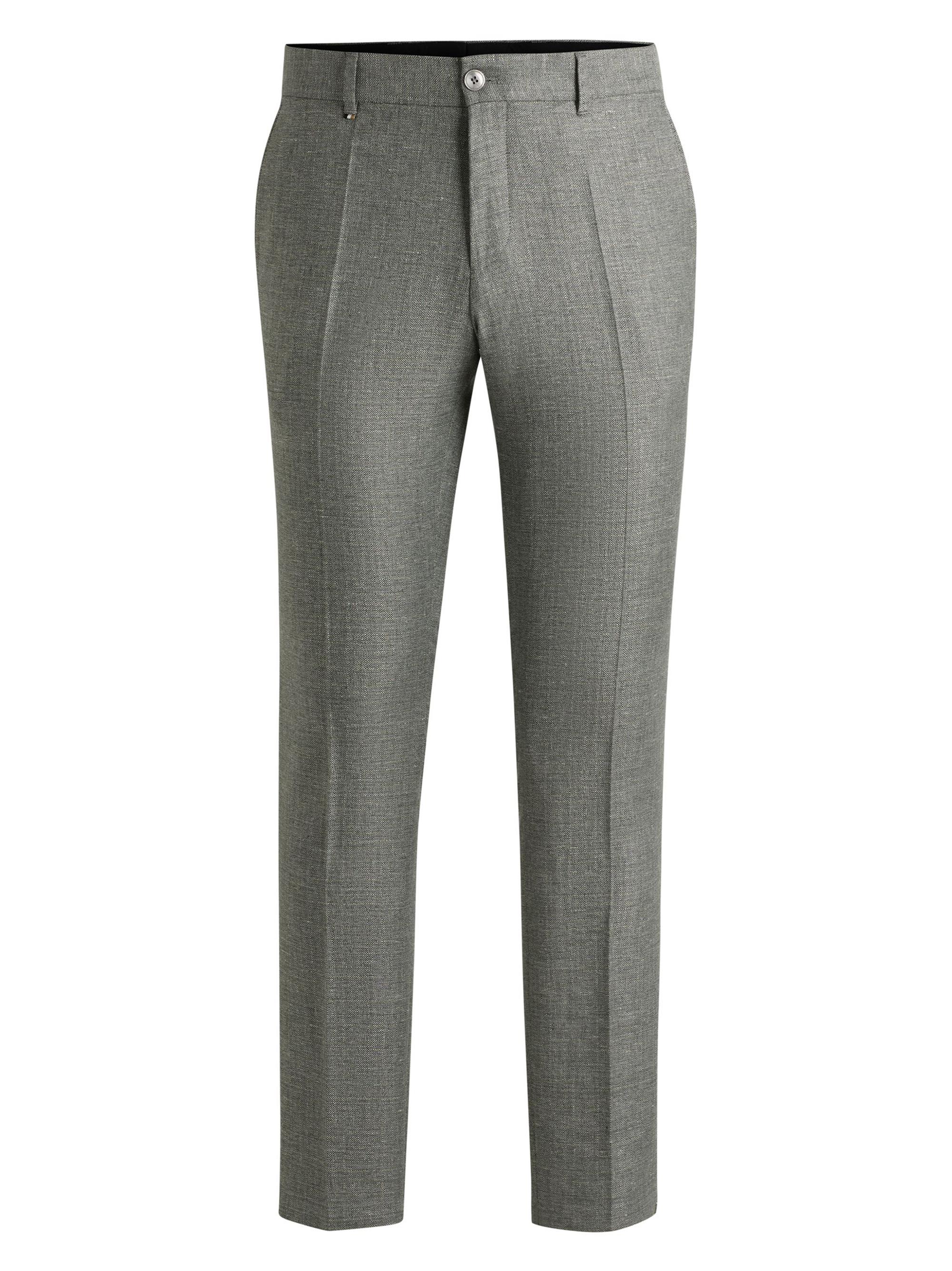 BOSS Men's Formal Trousers in Micro-Patterned Stretch Fabric - Green