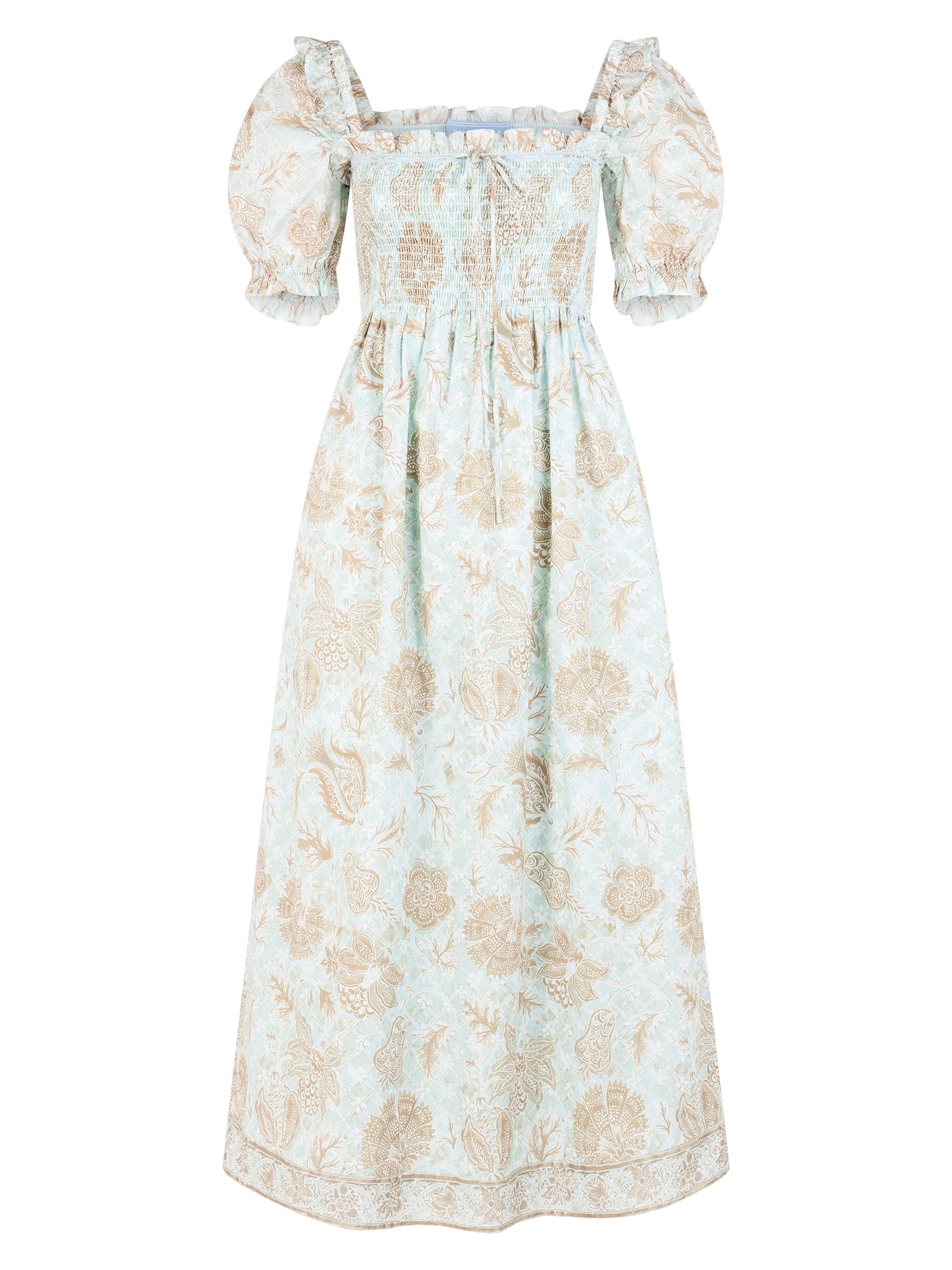 Hill House Home Women's The Scarlett Nap Dress - Aqua Trellis