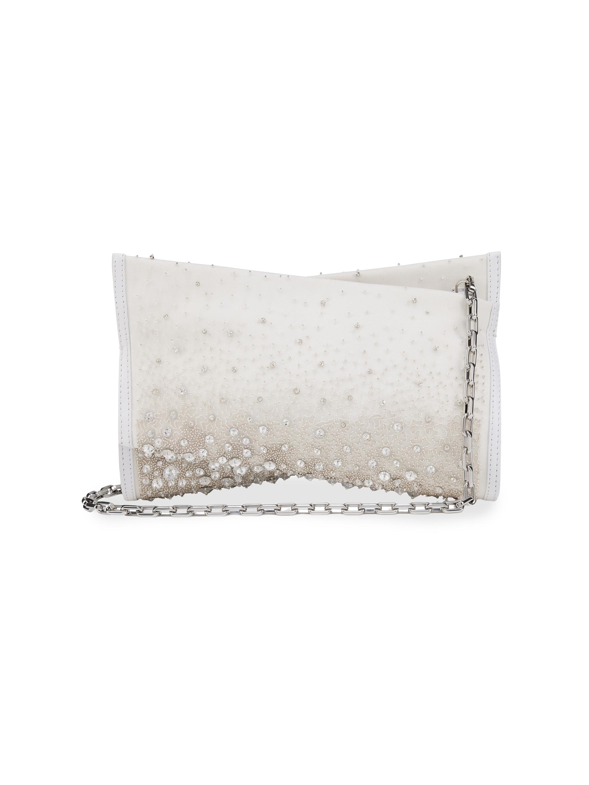 Christian Louboutin Women's Loubitwist Pearl & Strass Satin Clutch - Bianco
