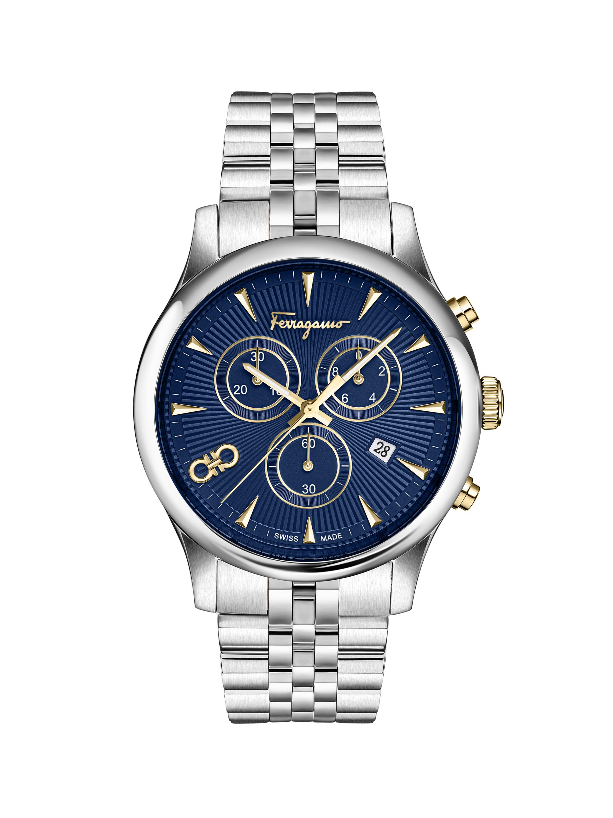 FERRAGAMO Men's Duo Chrono Stainless Steel Bracelet Watch/42MM - Stainless Steel Blue