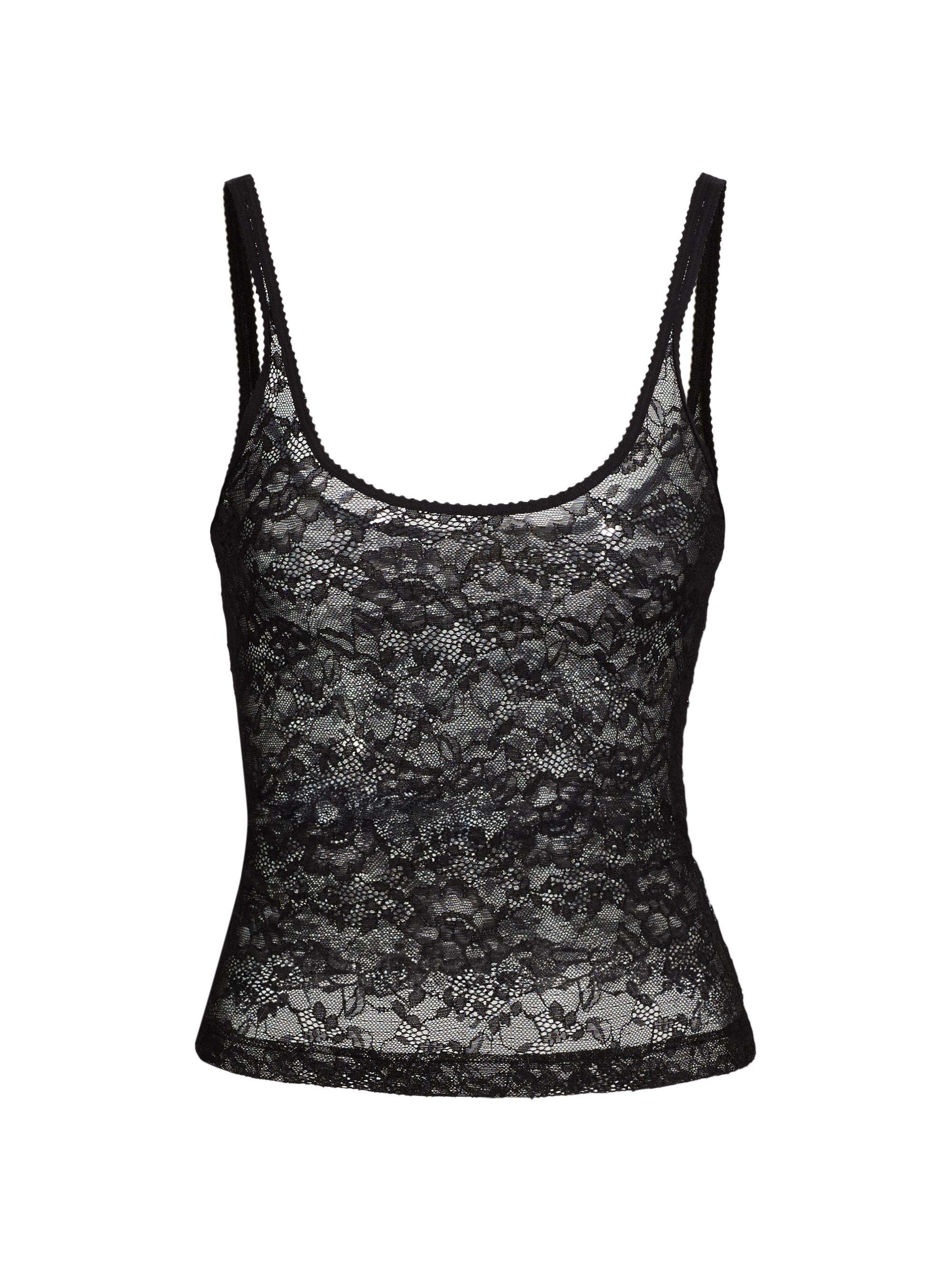 L'AGENCE Women's Vinka Lace Semi-Sheer Tank - Black