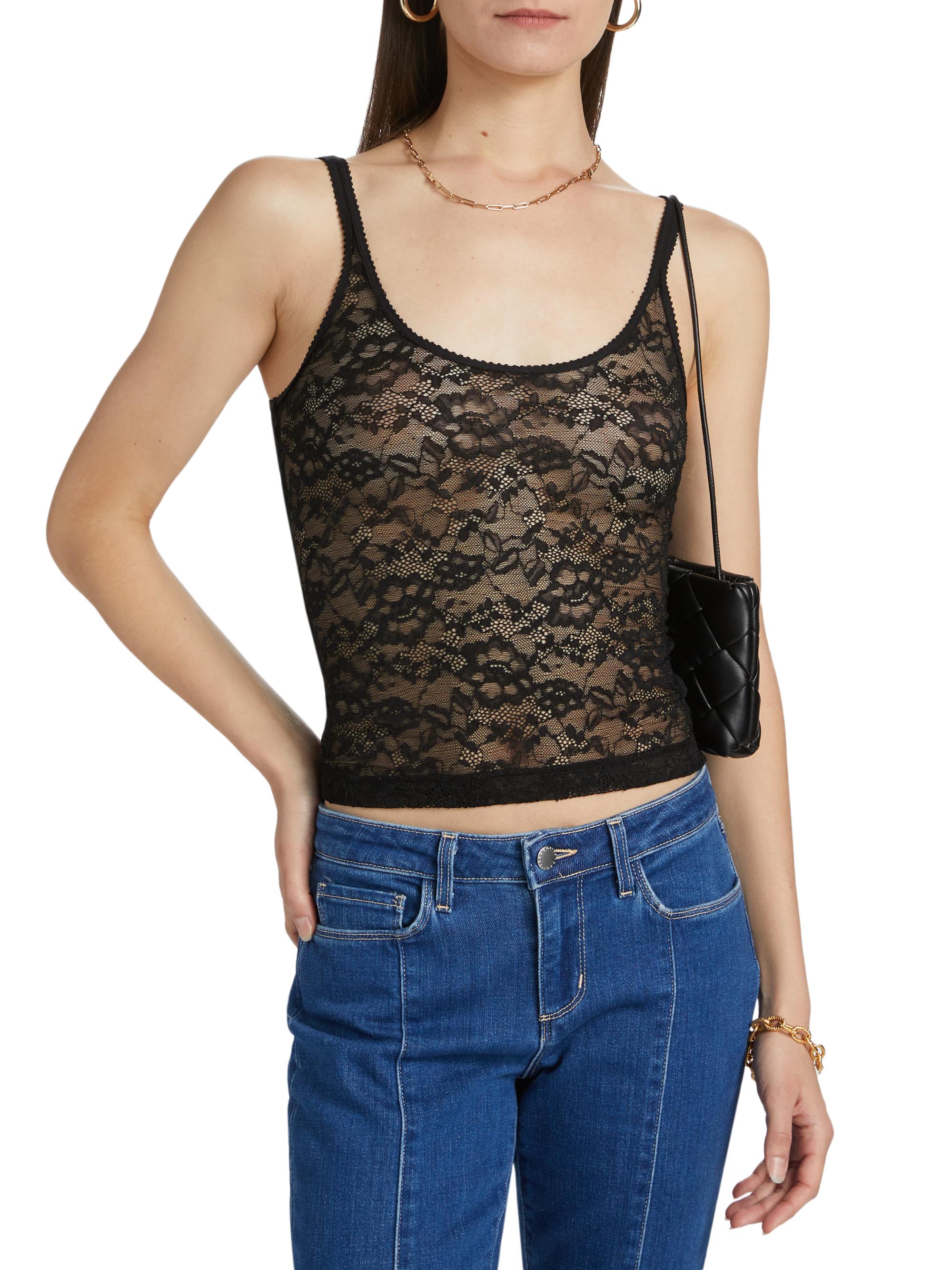 L'AGENCE Vinka Lace Semi-Sheer Tank | Saks Fifth Avenue