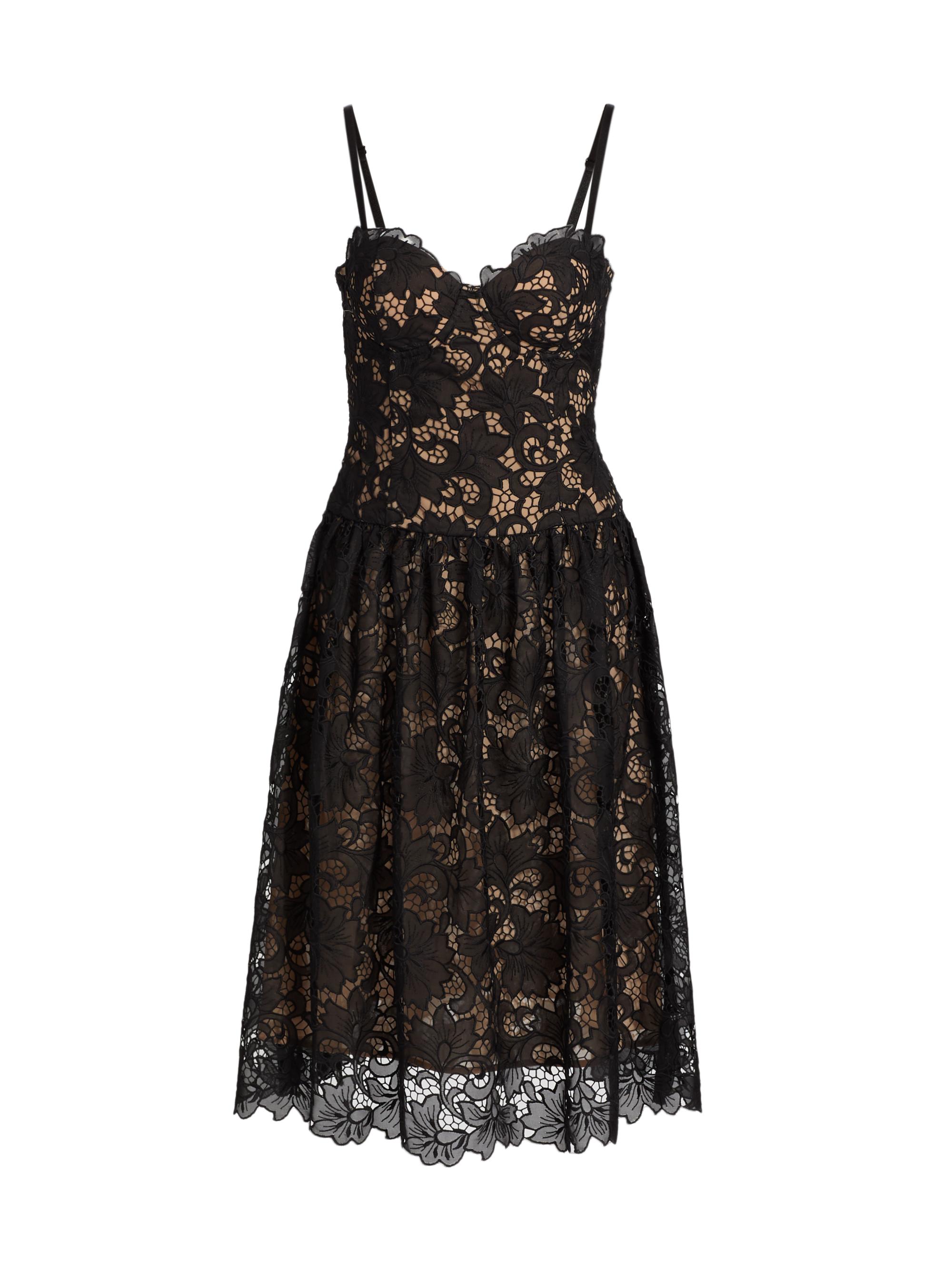 L'AGENCE Women's Flyn Sweetheart Lace Midi-Dress - Black