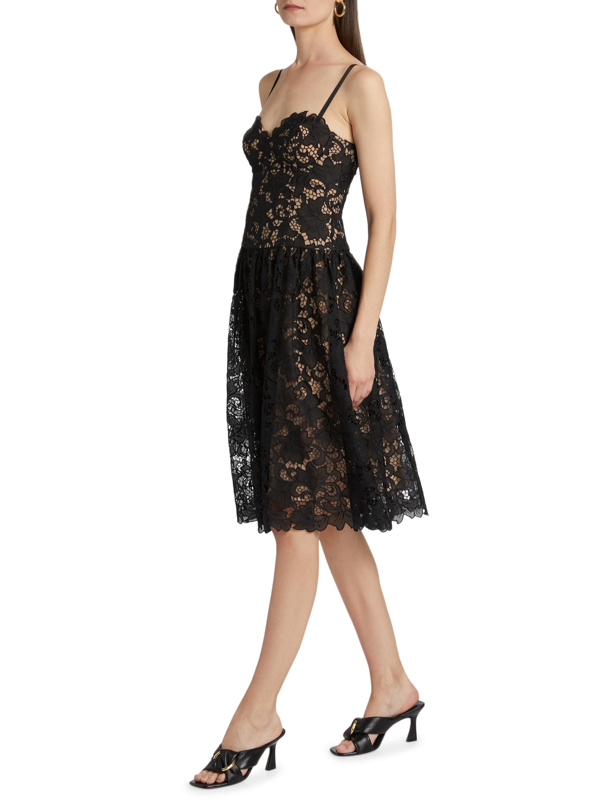 L'AGENCE Flyn Sweetheart Lace Midi-Dress | Saks Fifth Avenue