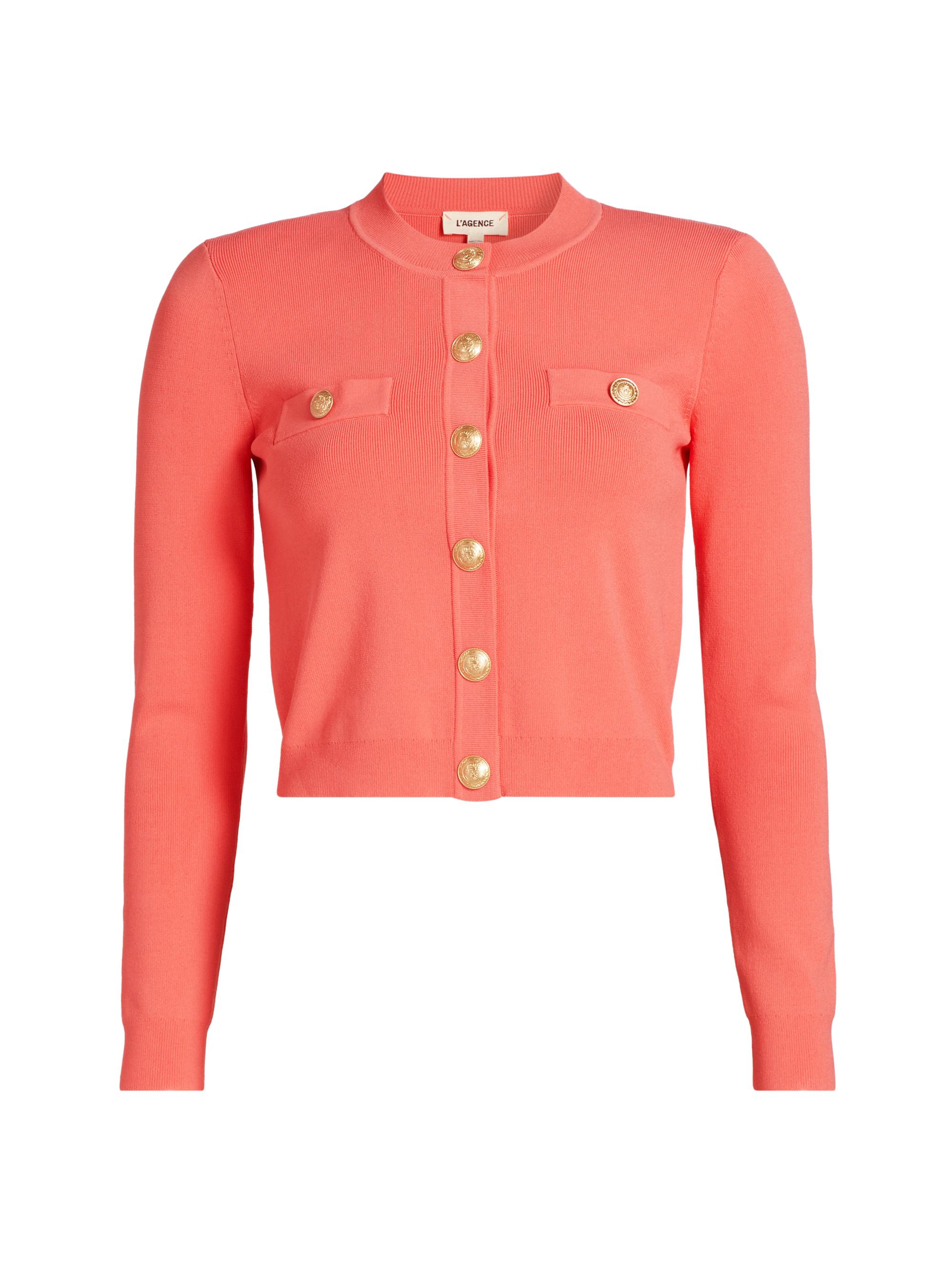 L'AGENCE Women's Toulouse Knit Crop Cardigan - Coral Rose Gold