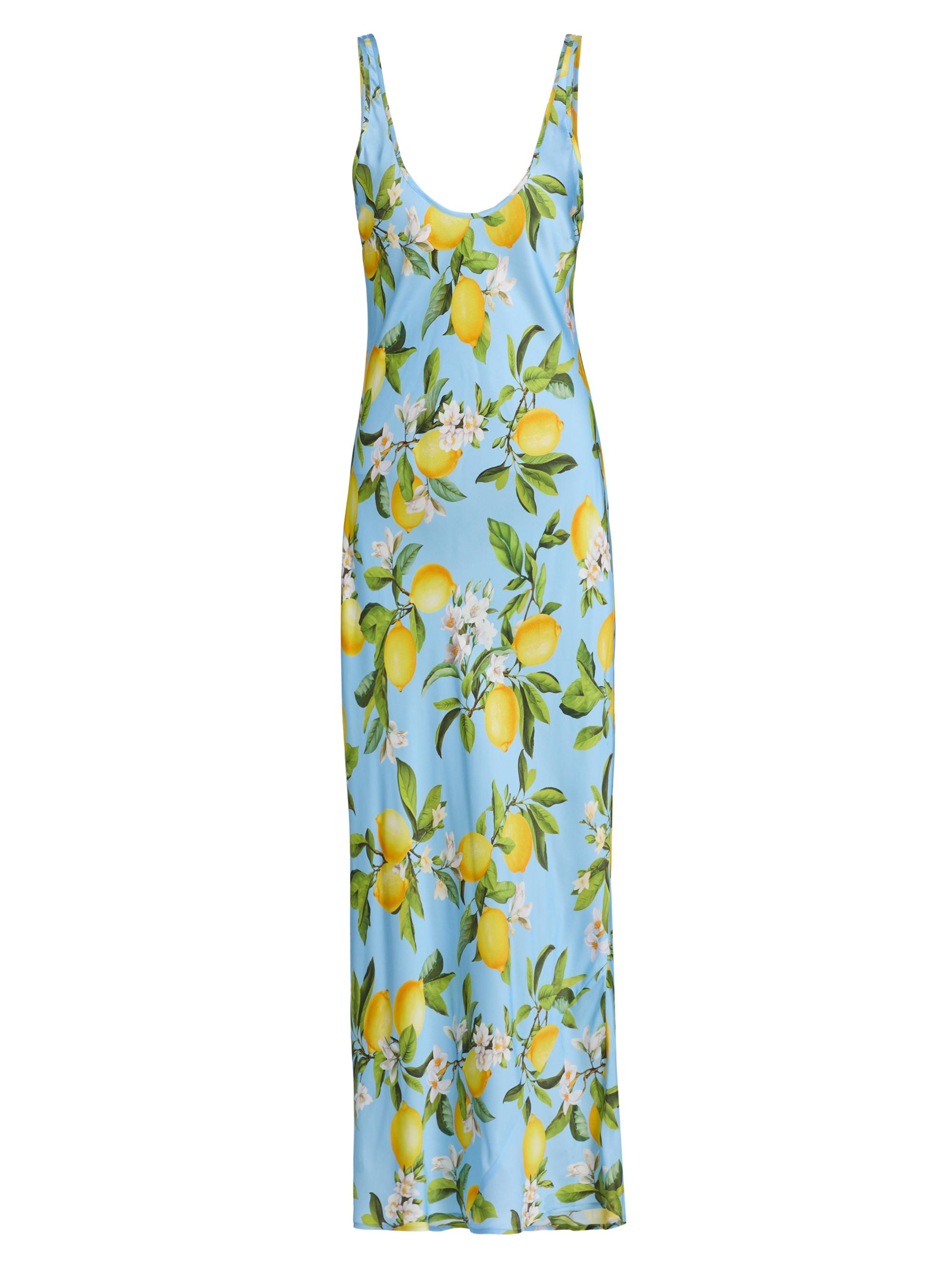 L'AGENCE Women's Akiya Lemon-Print Tank Midi-Dress - Sky Blue Yellow Floral Lemon