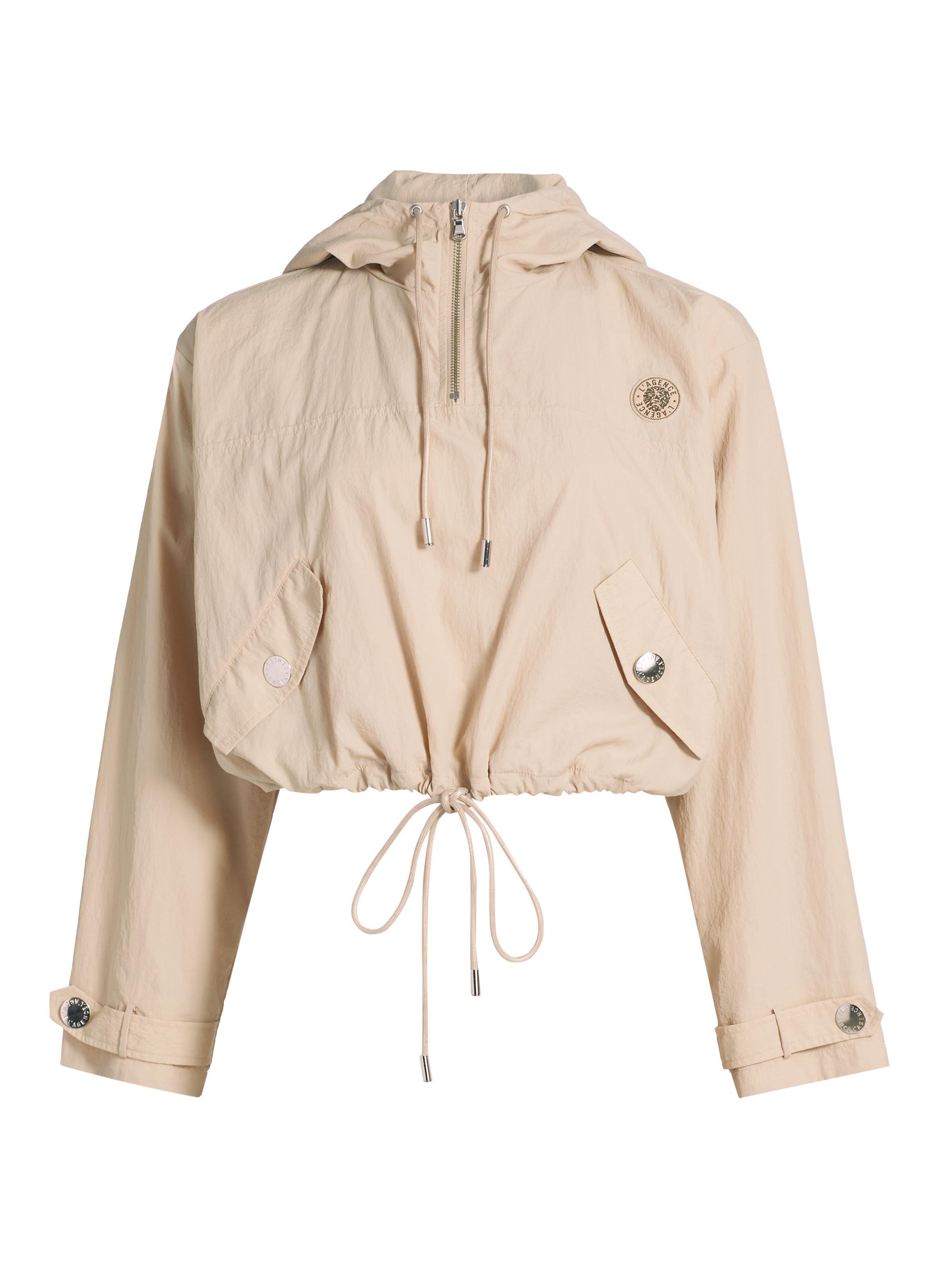 L'AGENCE Women's Bronwyn Cropped Windbreaker Hoodie - Cement