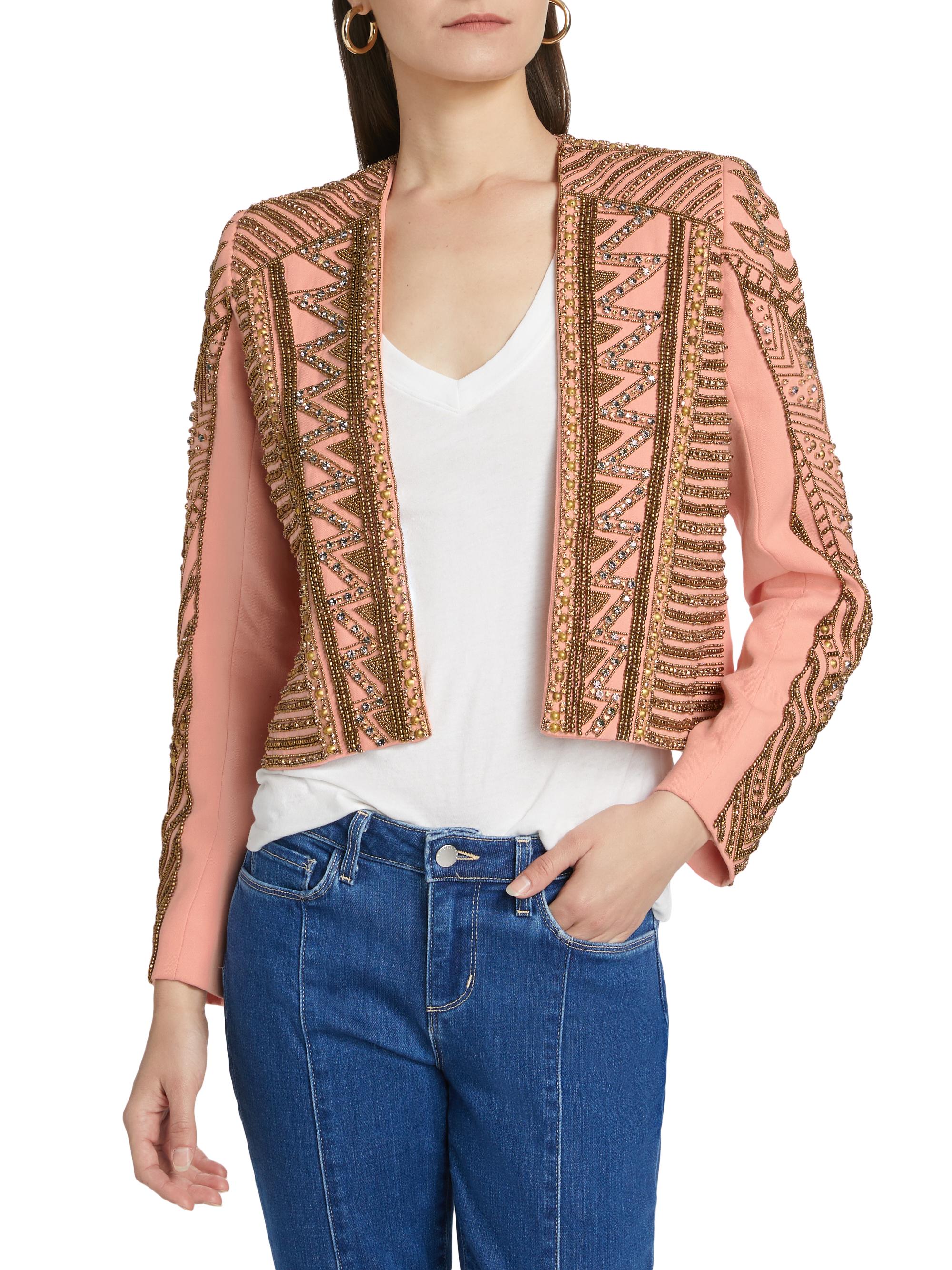L'AGENCE Blossom Embellished Cotton Cropped Jacket | Saks Fifth Avenue