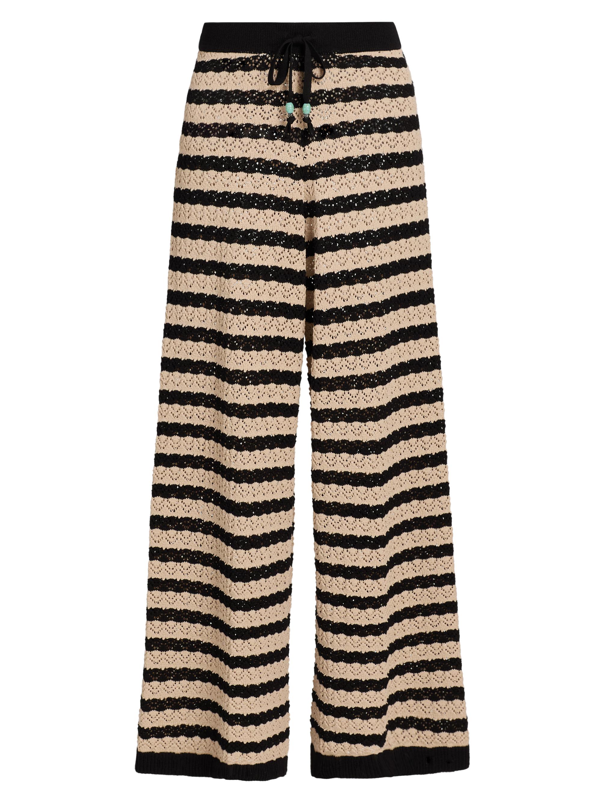 L'AGENCE Women's Gaelle Striped Pointelle Knit Pants - Black Natural Stripe