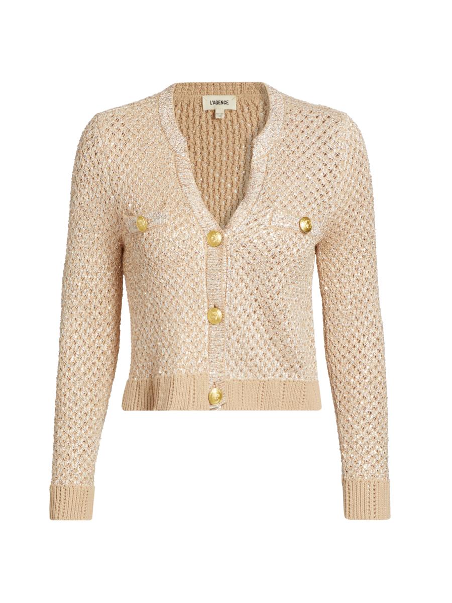 L'AGENCE Blanca Knit Sequined Cardigan | Saks Fifth Avenue
